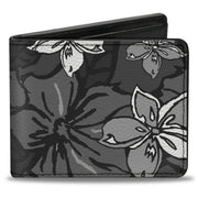 Bi-Fold Wallet - Hibiscus Collage Gray Shades Bi-Fold Wallets Buckle-Down