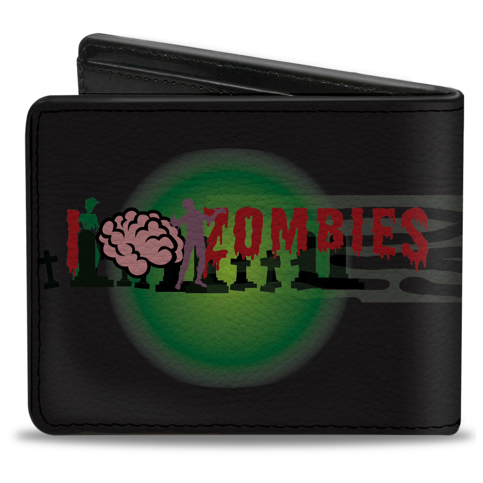 Bi-Fold Wallet - I "Brain" ZOMBIES Black/Green/Red