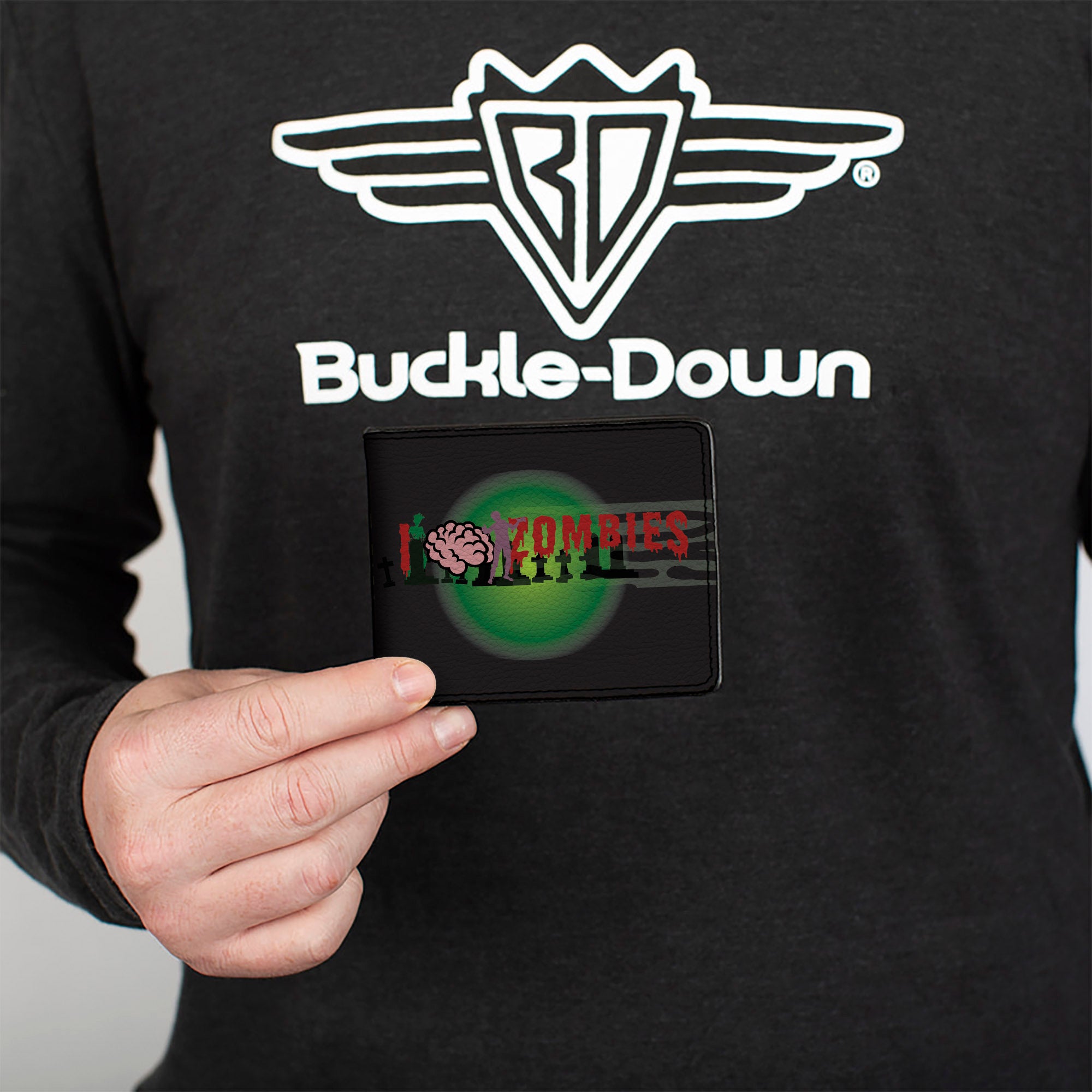 Bi-Fold Wallet - I "Brain" ZOMBIES Black/Green/Red