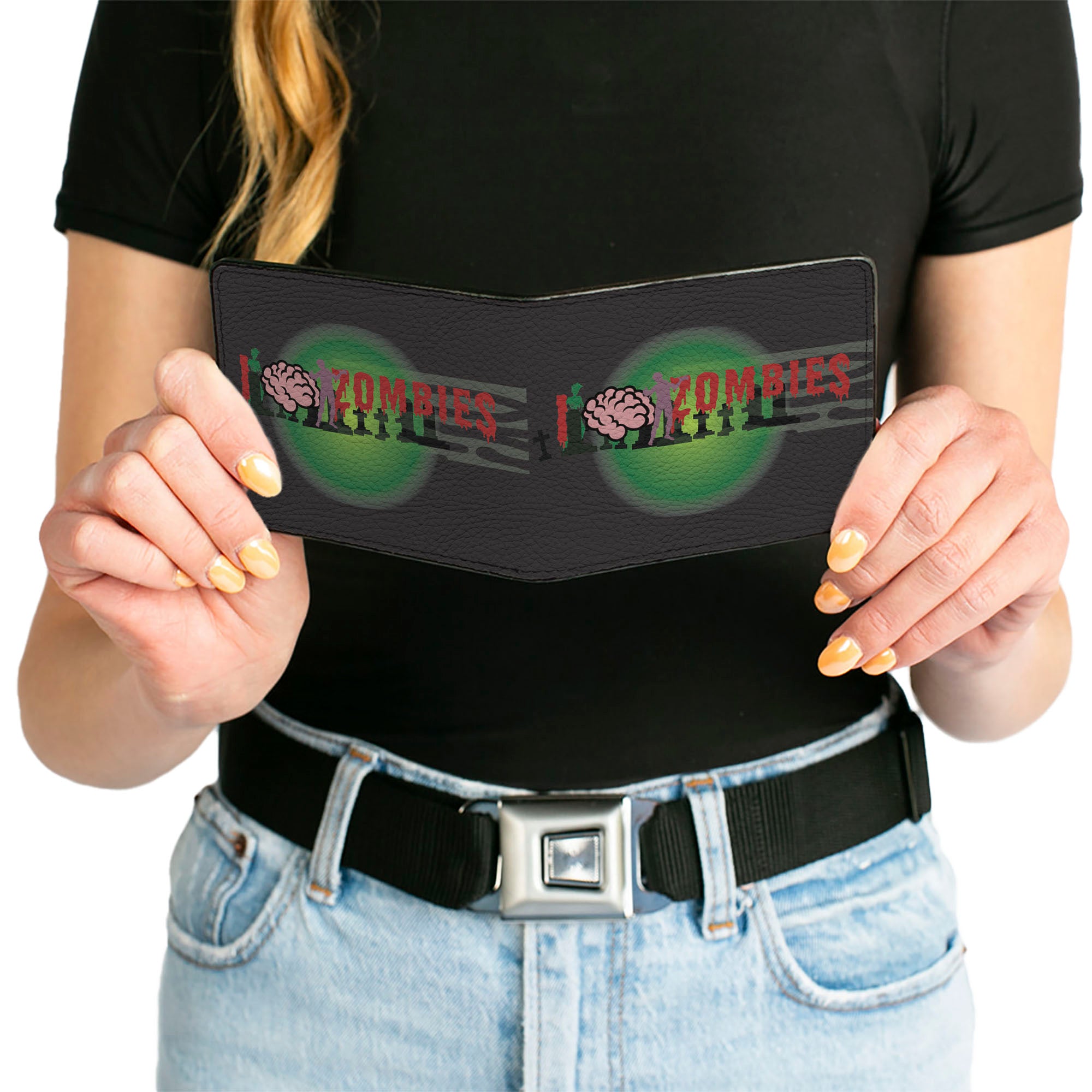 Bi-Fold Wallet - I "Brain" ZOMBIES Black/Green/Red