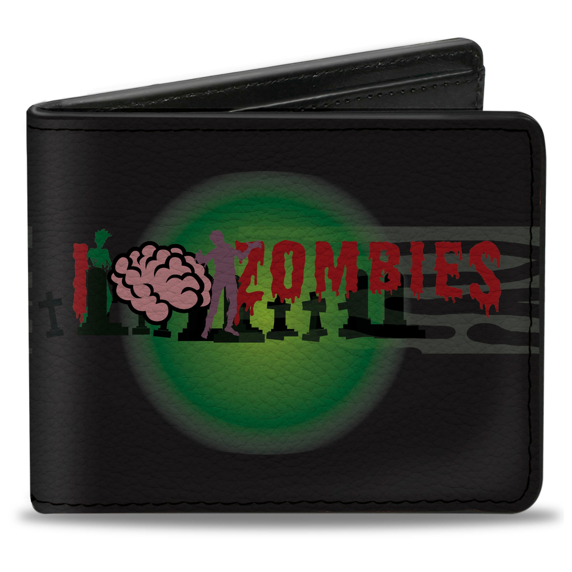 Bi-Fold Wallet - I "Brain" ZOMBIES Black/Green/Red
