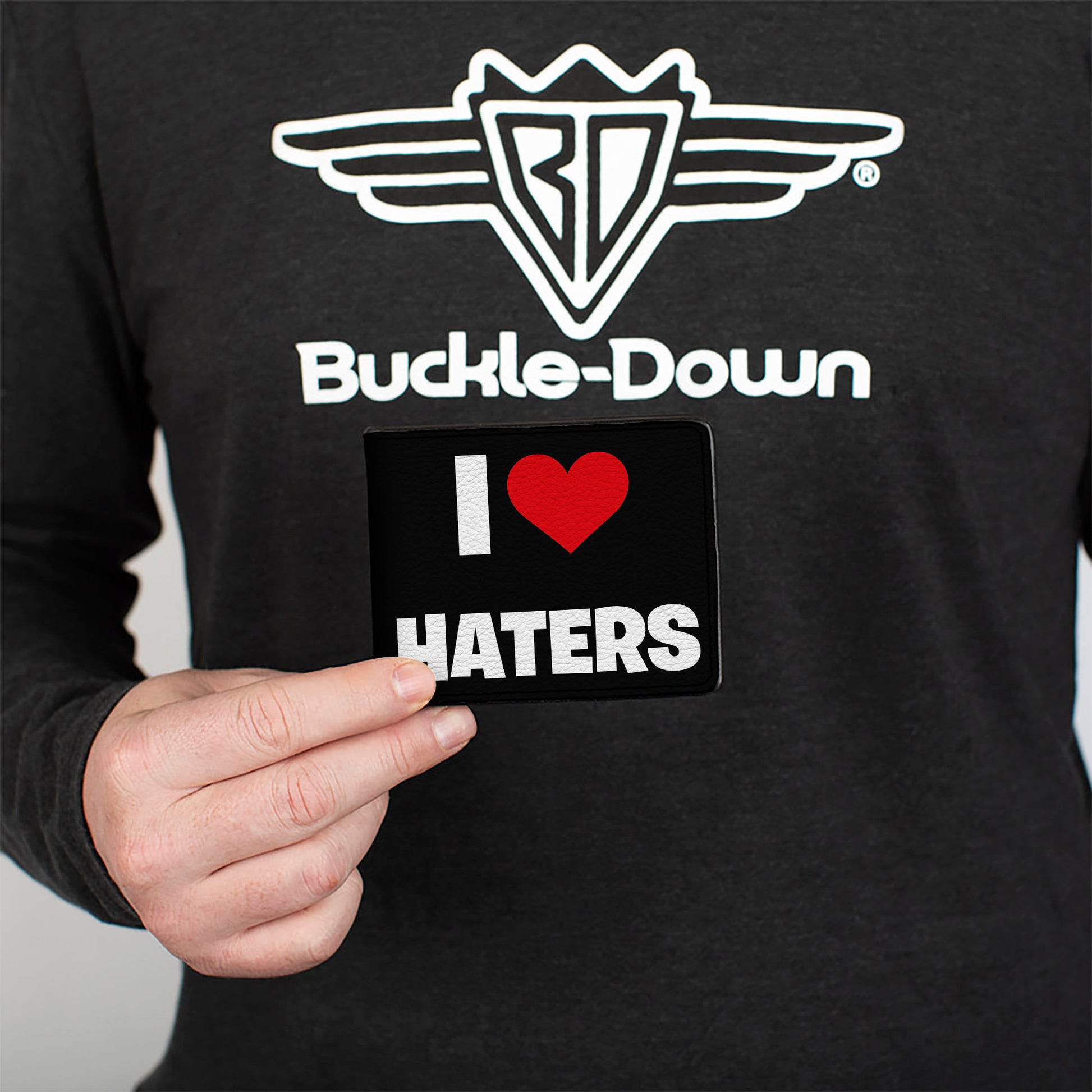 Bi-Fold Wallet - I Heart HATERS Black White Red Bi-Fold Wallets Buckle-Down