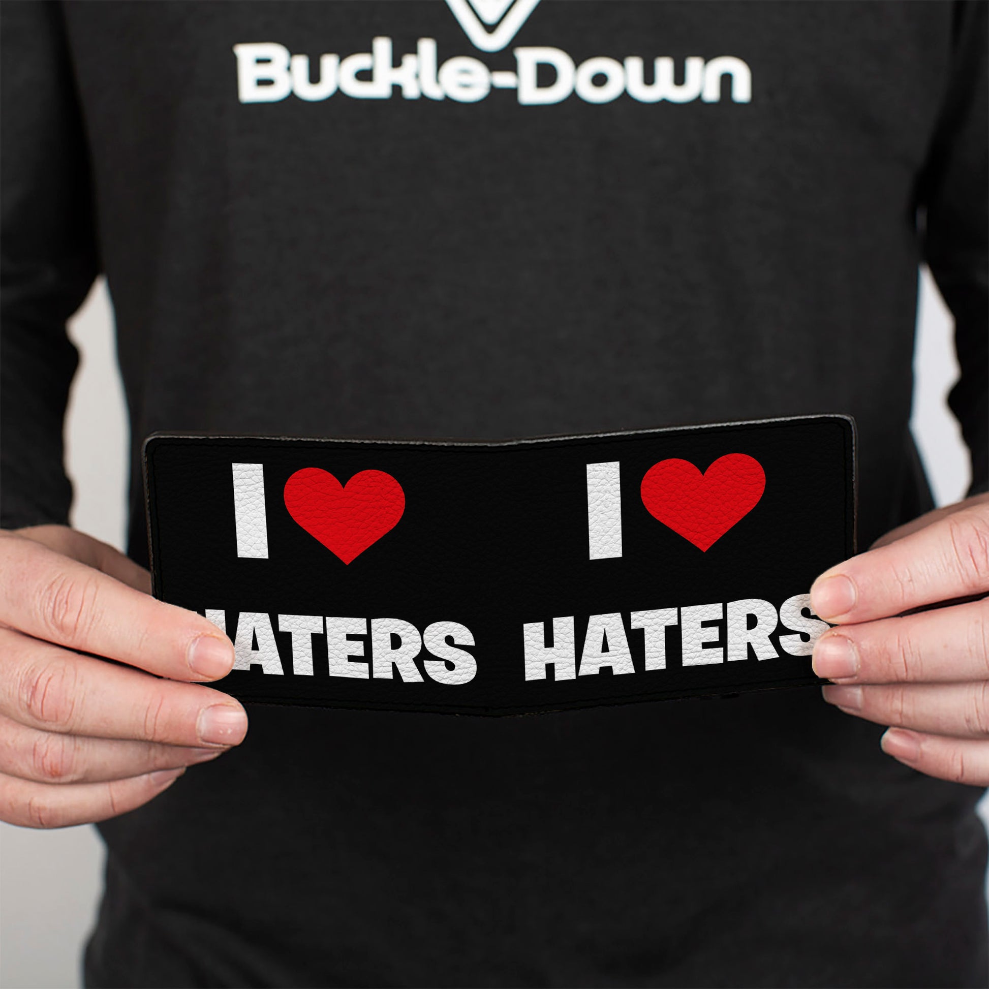 Bi-Fold Wallet - I Heart HATERS Black White Red Bi-Fold Wallets Buckle-Down