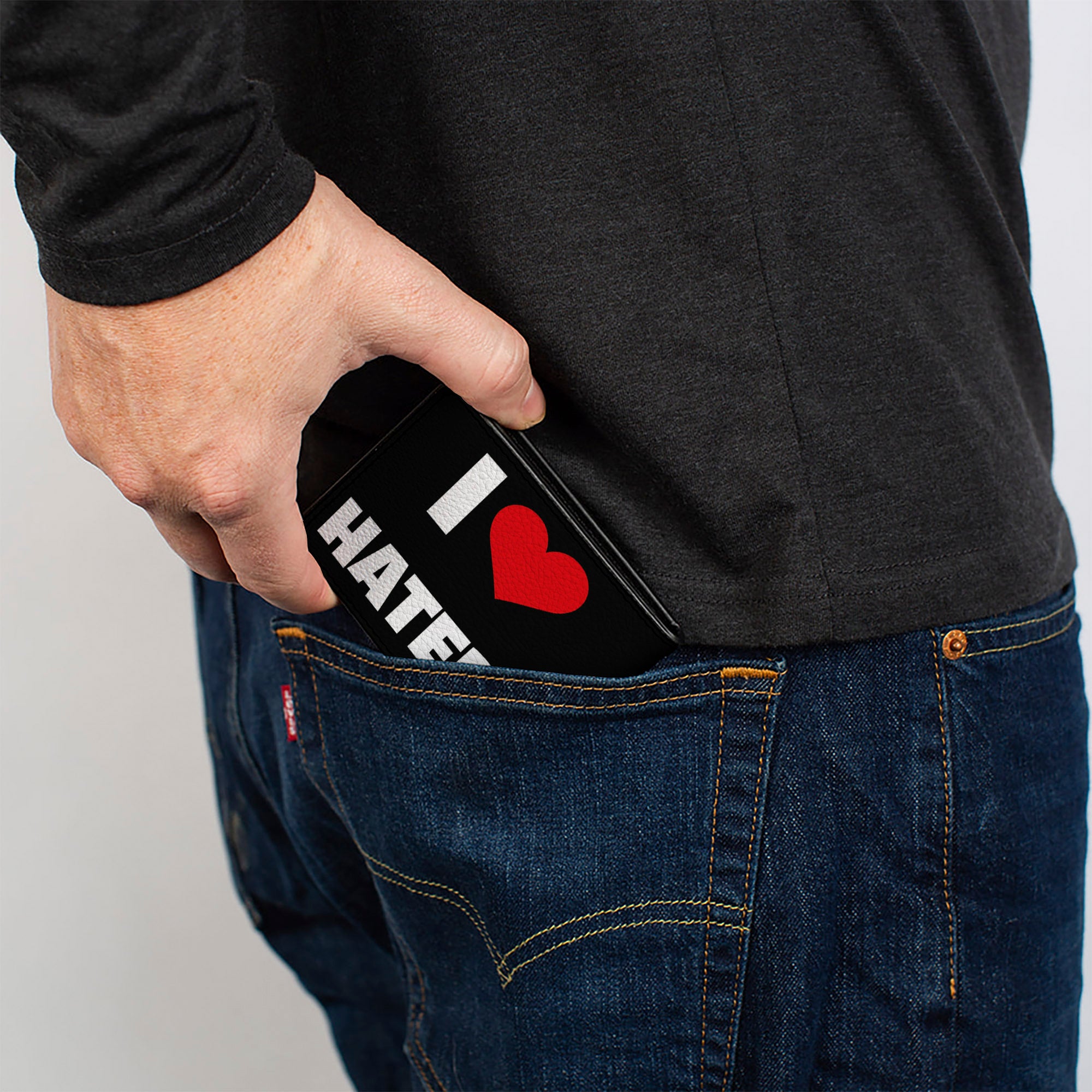 Bi-Fold Wallet - I Heart HATERS Black White Red Bi-Fold Wallets Buckle-Down
