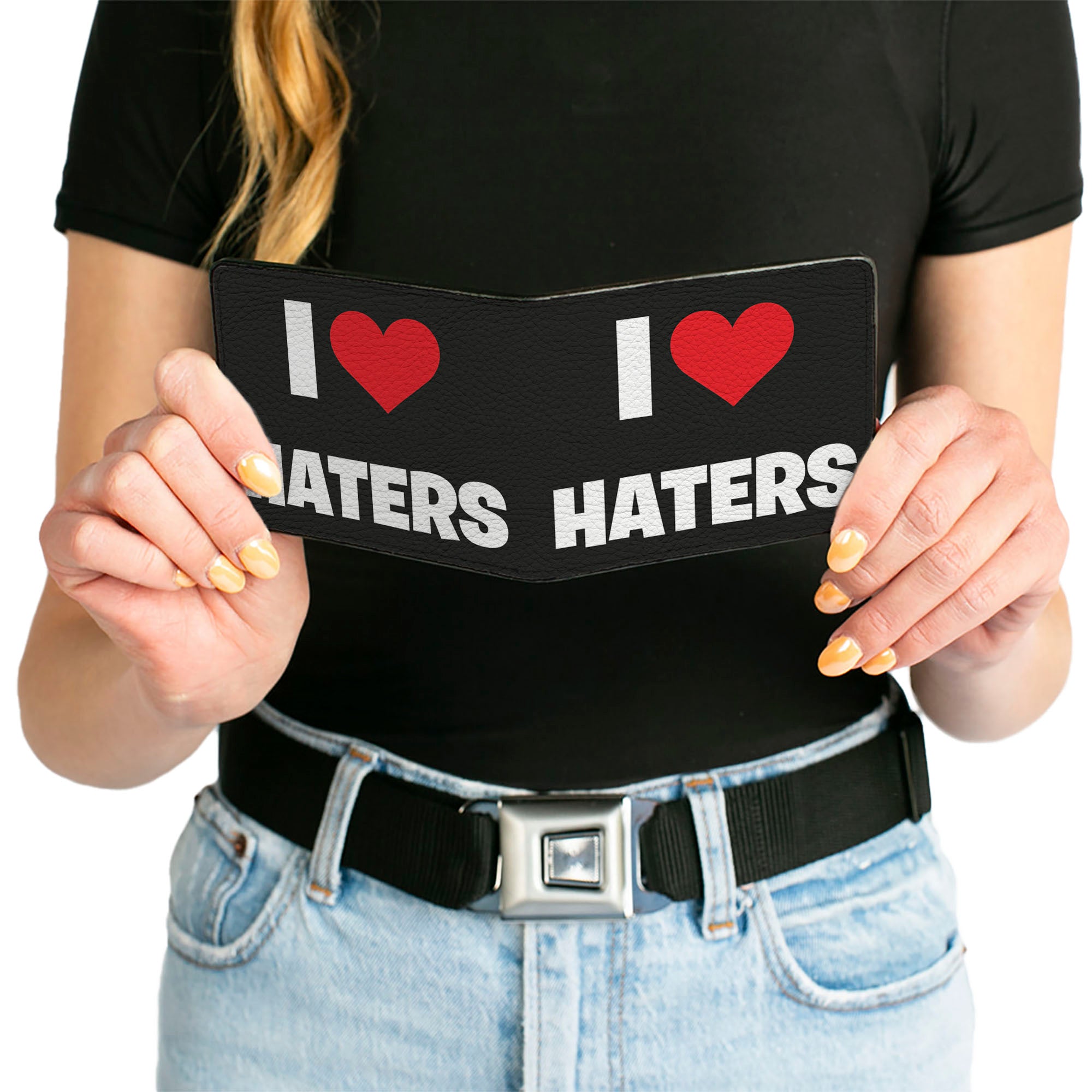 Bi-Fold Wallet - I Heart HATERS Black White Red Bi-Fold Wallets Buckle-Down