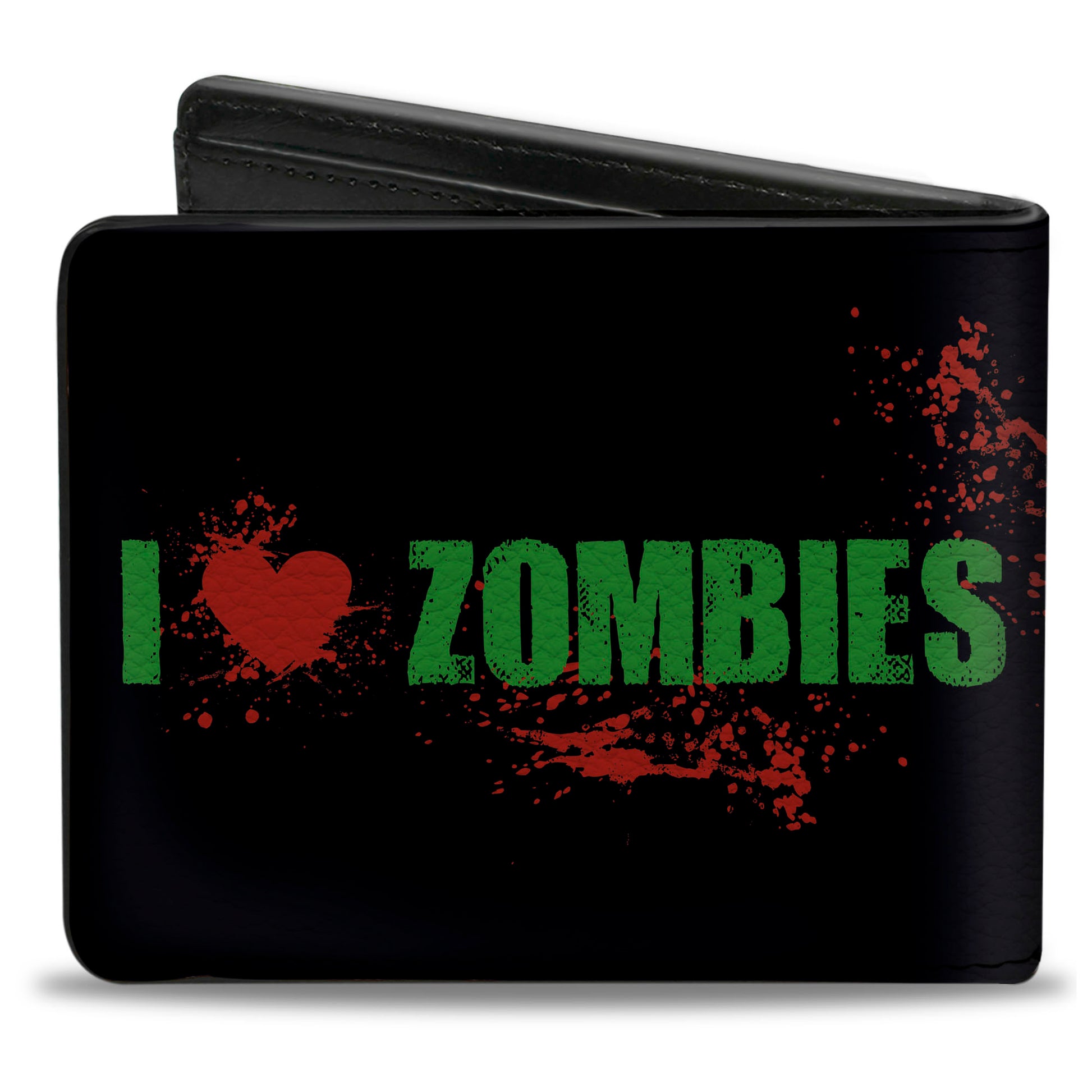 Bi-Fold Wallet - I "Heart" ZOMBIES Bold Splatter Black Green Red Bi-Fold Wallets Buckle-Down