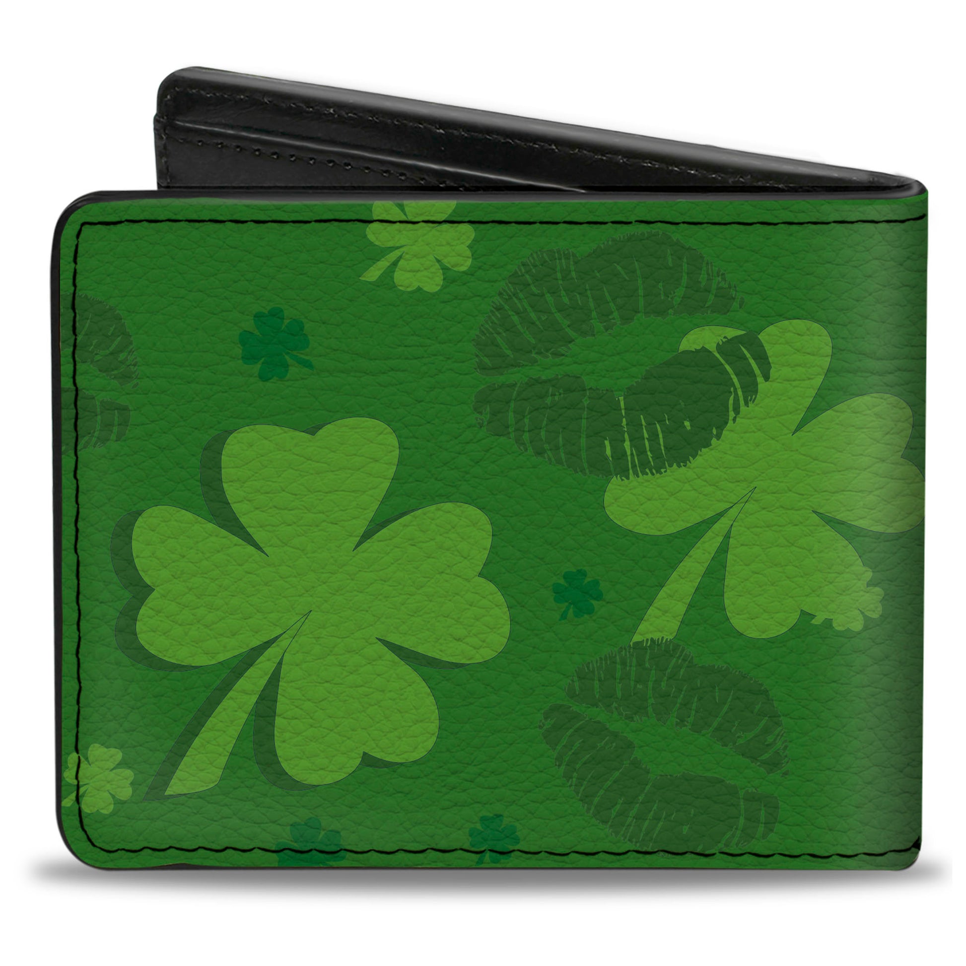 Bi-Fold Wallet - KISS ME, I'M IRISH! Clovers Kisses Greens Black Bi-Fold Wallets Buckle-Down