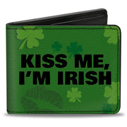 Bi-Fold Wallet - KISS ME, I'M IRISH! Clovers Kisses Greens Black Bi-Fold Wallets Buckle-Down