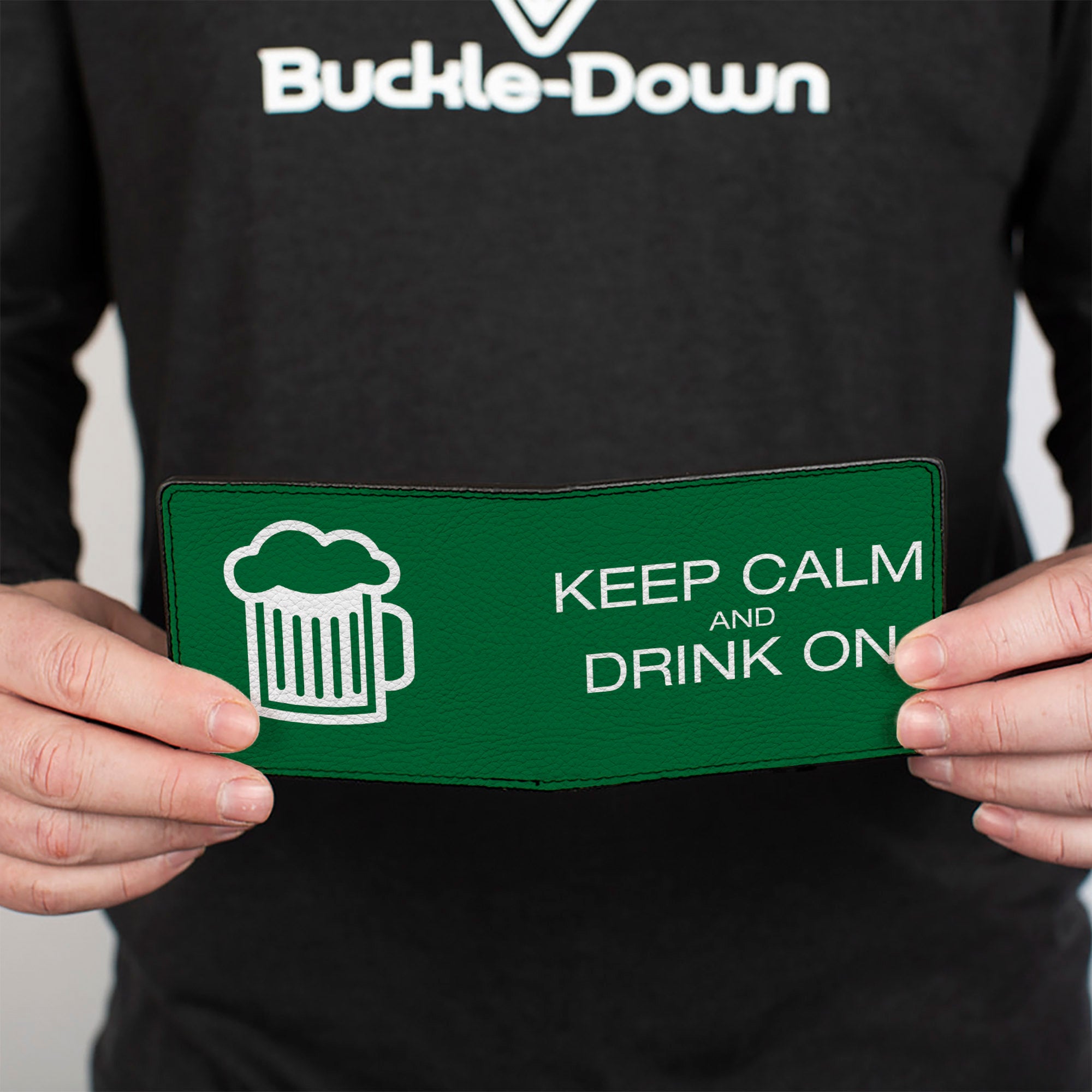 Bi-Fold Wallet - KEEP CALM AND DRINK ON Beer Green White Bi-Fold Wallets Buckle-Down