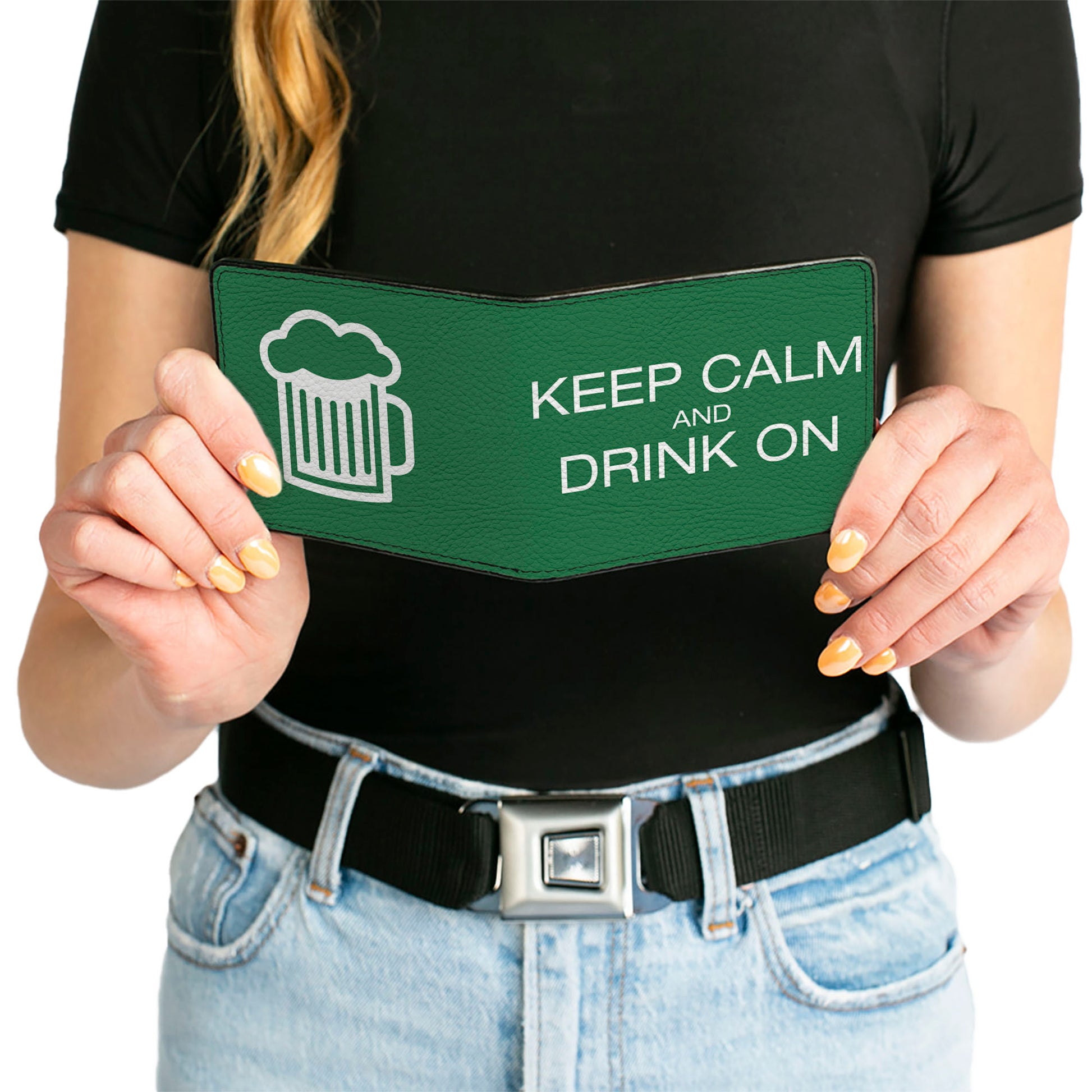 Bi-Fold Wallet - KEEP CALM AND DRINK ON Beer Green White Bi-Fold Wallets Buckle-Down