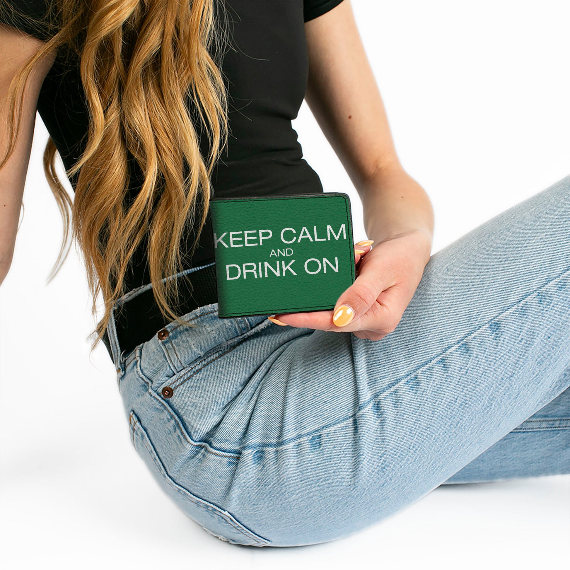 Bi-Fold Wallet - KEEP CALM AND DRINK ON Beer Green White Bi-Fold Wallets Buckle-Down