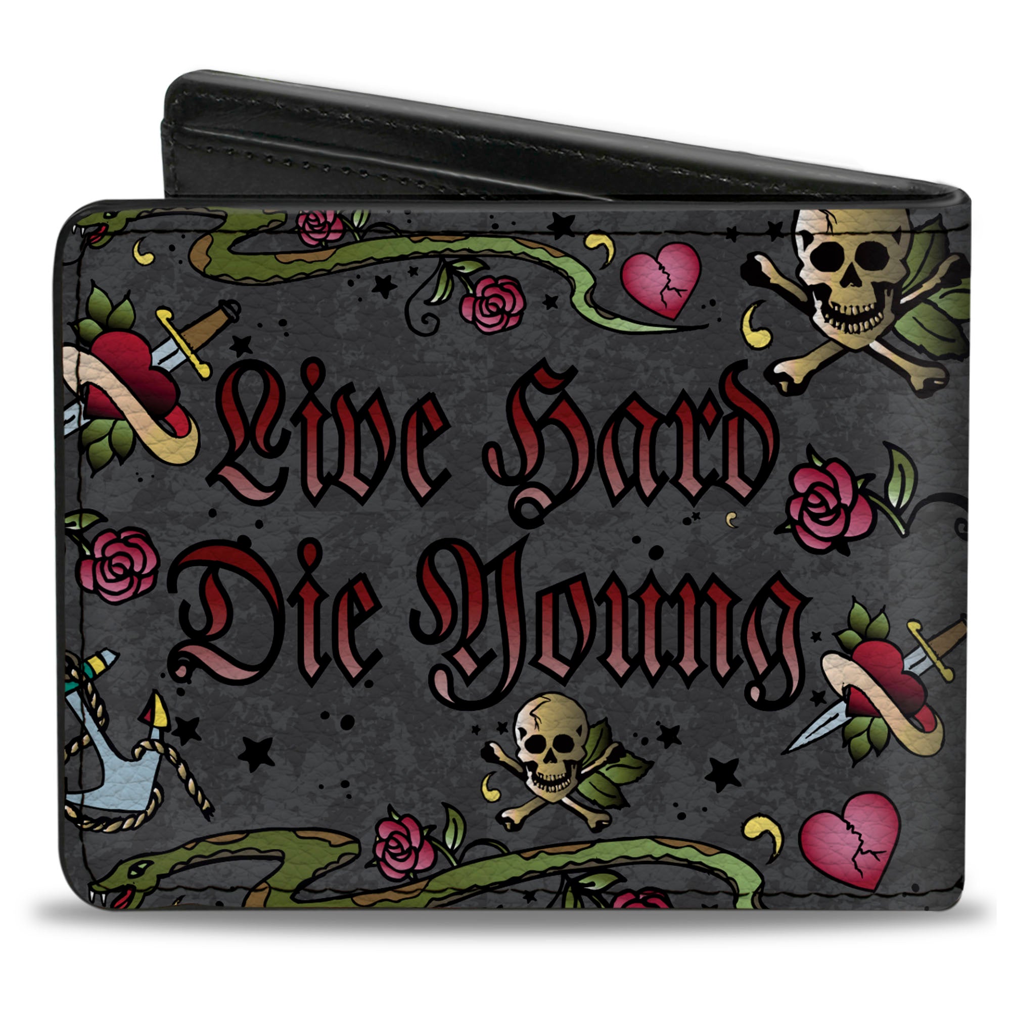 Bi-Fold Wallet - Live Hard Die Young Gray