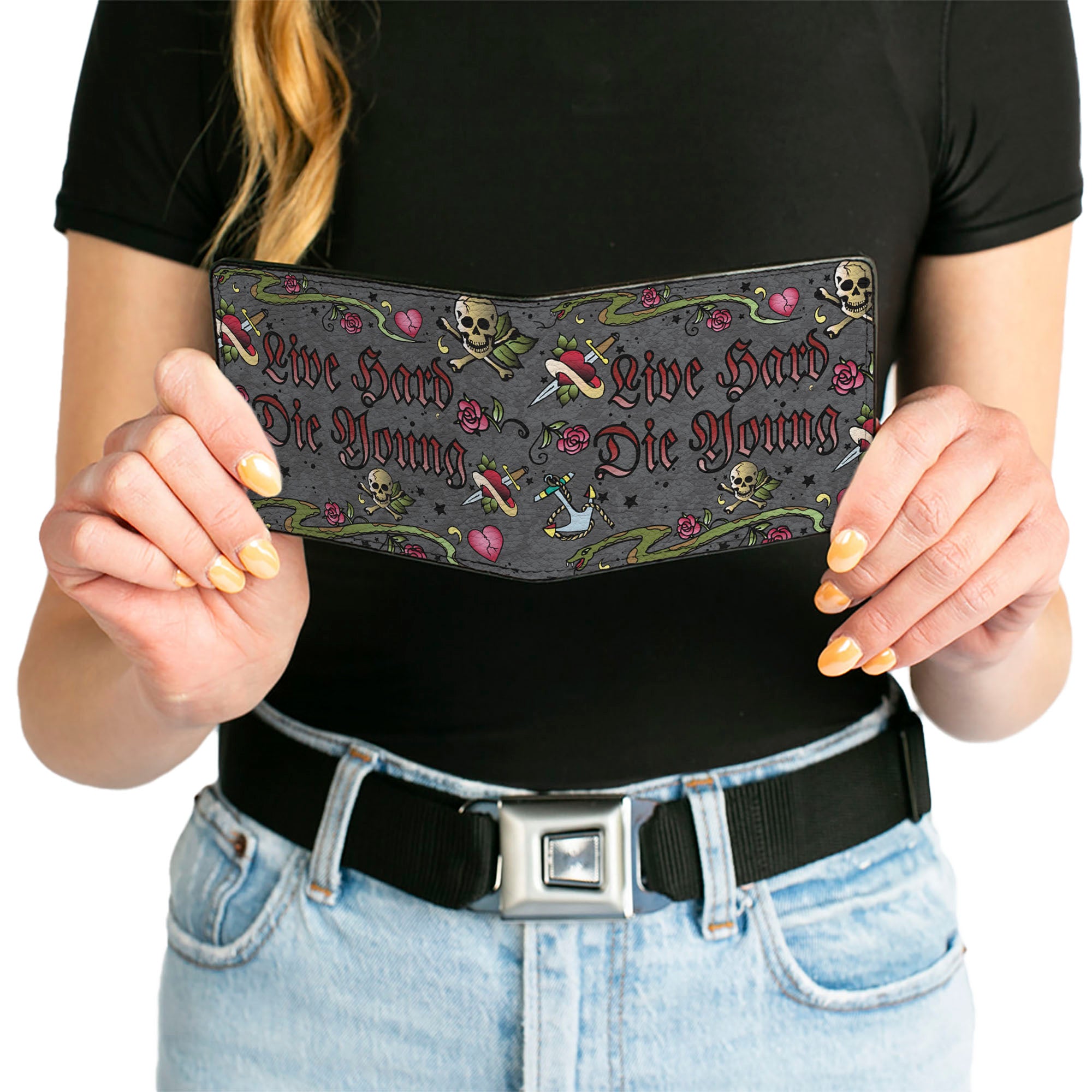 Bi-Fold Wallet - Live Hard Die Young Gray