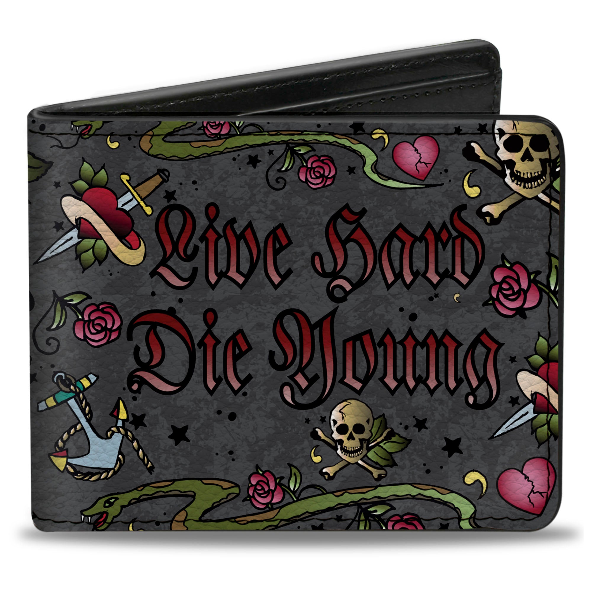 Bi-Fold Wallet - Live Hard Die Young Gray