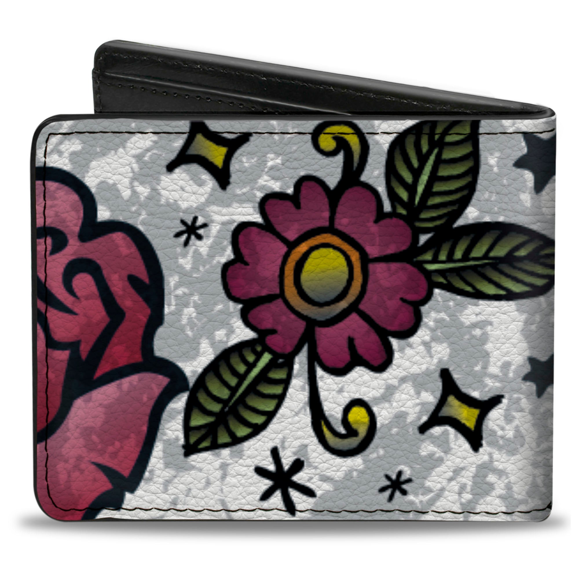 Bi-Fold Wallet - Love Kills CLOSE-UP White