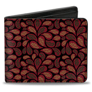Bi-Fold Wallet - Leaves Swirl Navy Burgundy Bi-Fold Wallets Buckle-Down