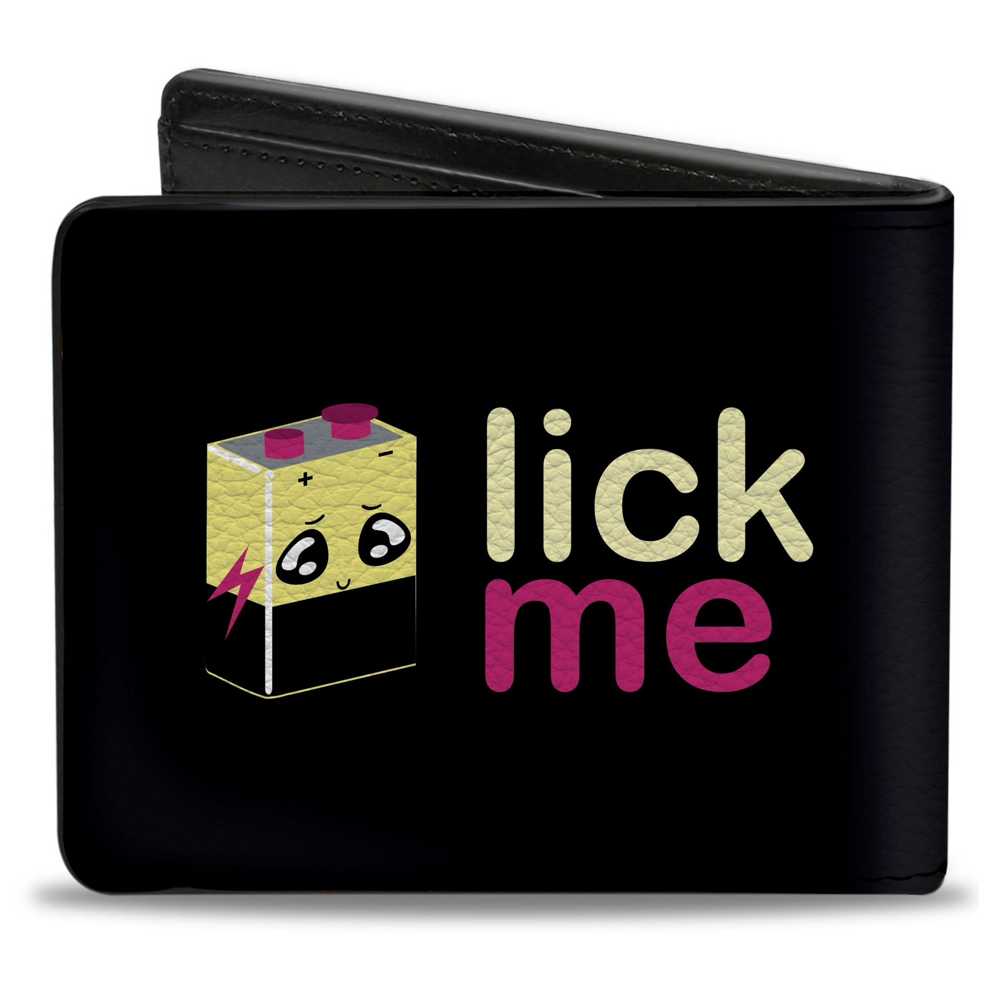 Bi-Fold Wallet - LICK ME Battery Cartoon Bi-Fold Wallets Buckle-Down