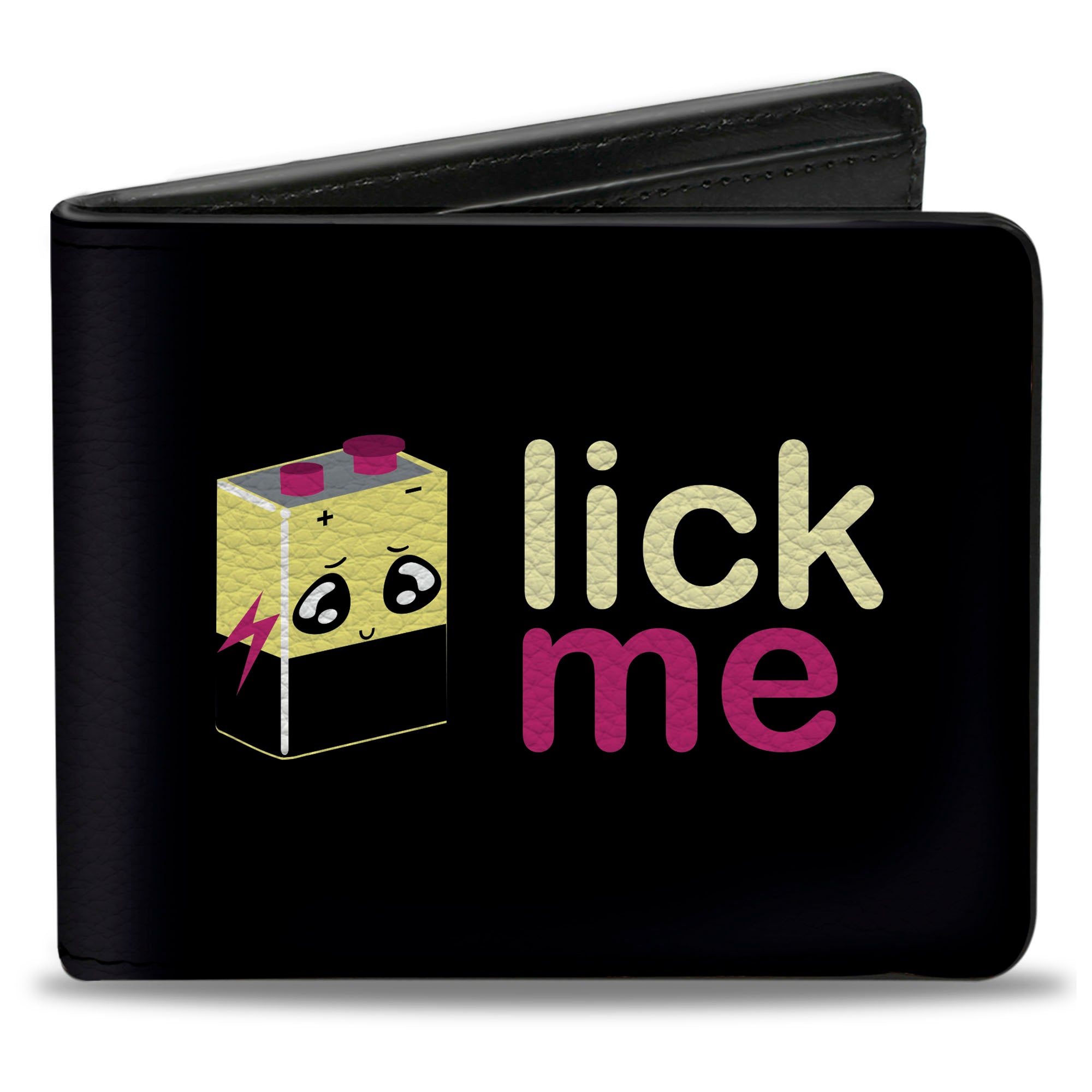 Bi-Fold Wallet - LICK ME Battery Cartoon Bi-Fold Wallets Buckle-Down