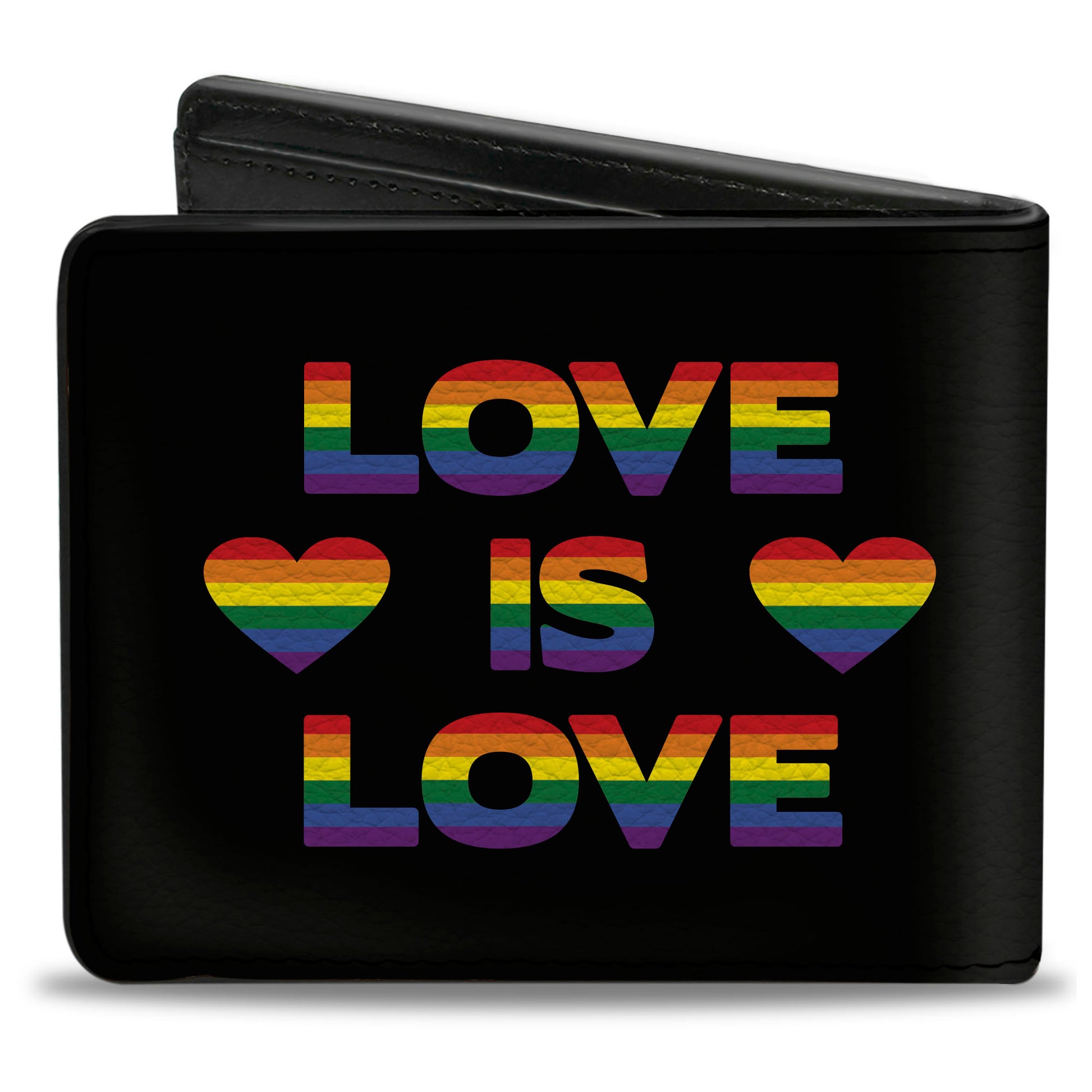 Bi-Fold Wallet - LOVE IS LOVE Heart Black Rainbow Bi-Fold Wallets Buckle-Down