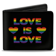 Bi-Fold Wallet - LOVE IS LOVE Heart Black Rainbow Bi-Fold Wallets Buckle-Down