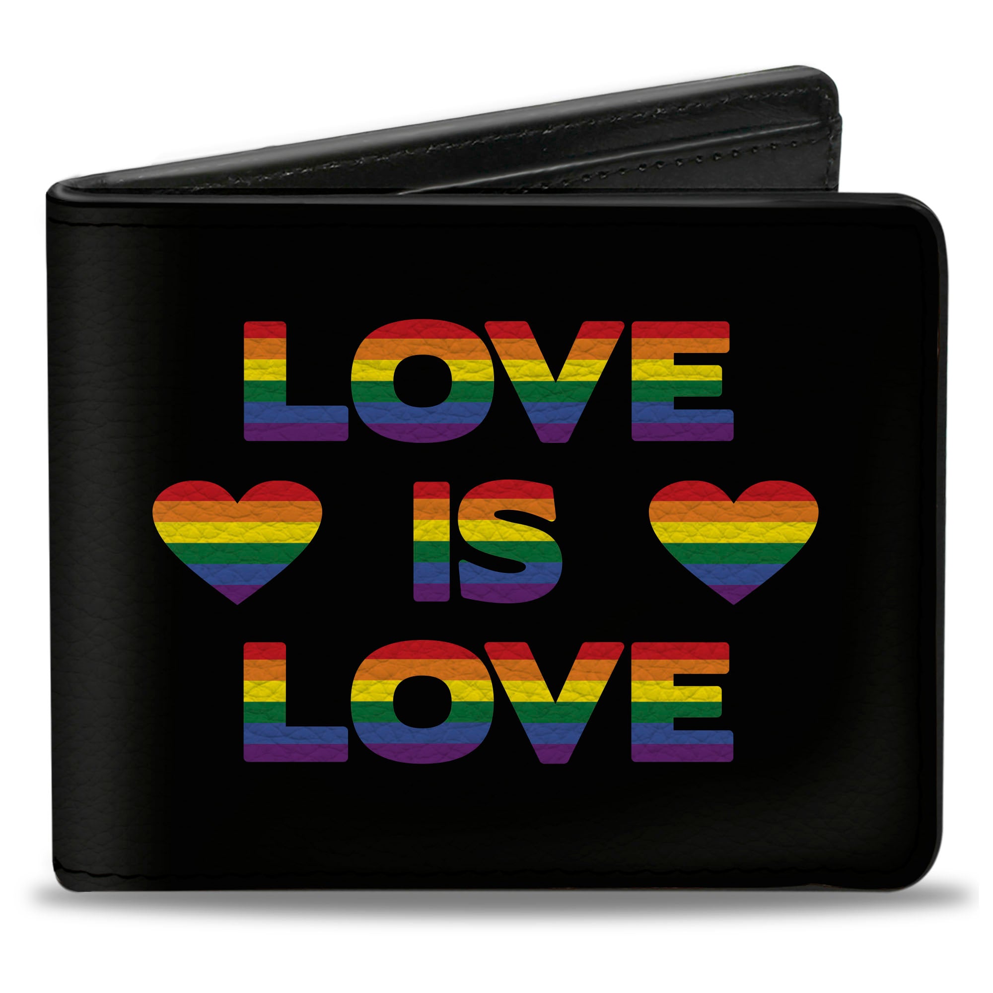 Bi-Fold Wallet - LOVE IS LOVE Heart Black Rainbow Bi-Fold Wallets Buckle-Down