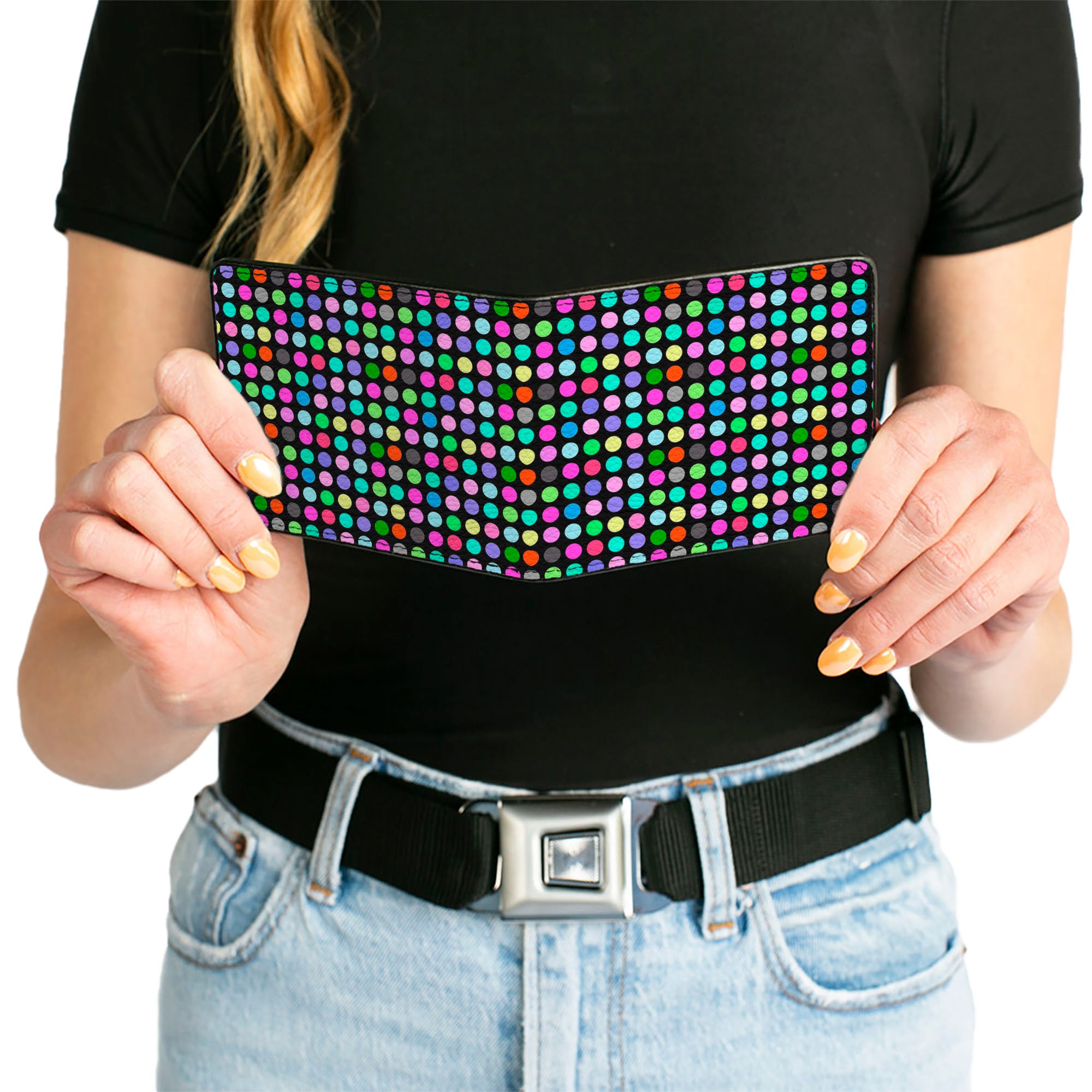 Bi-Fold Wallet - Mini Polka Dots Black/Multi Color