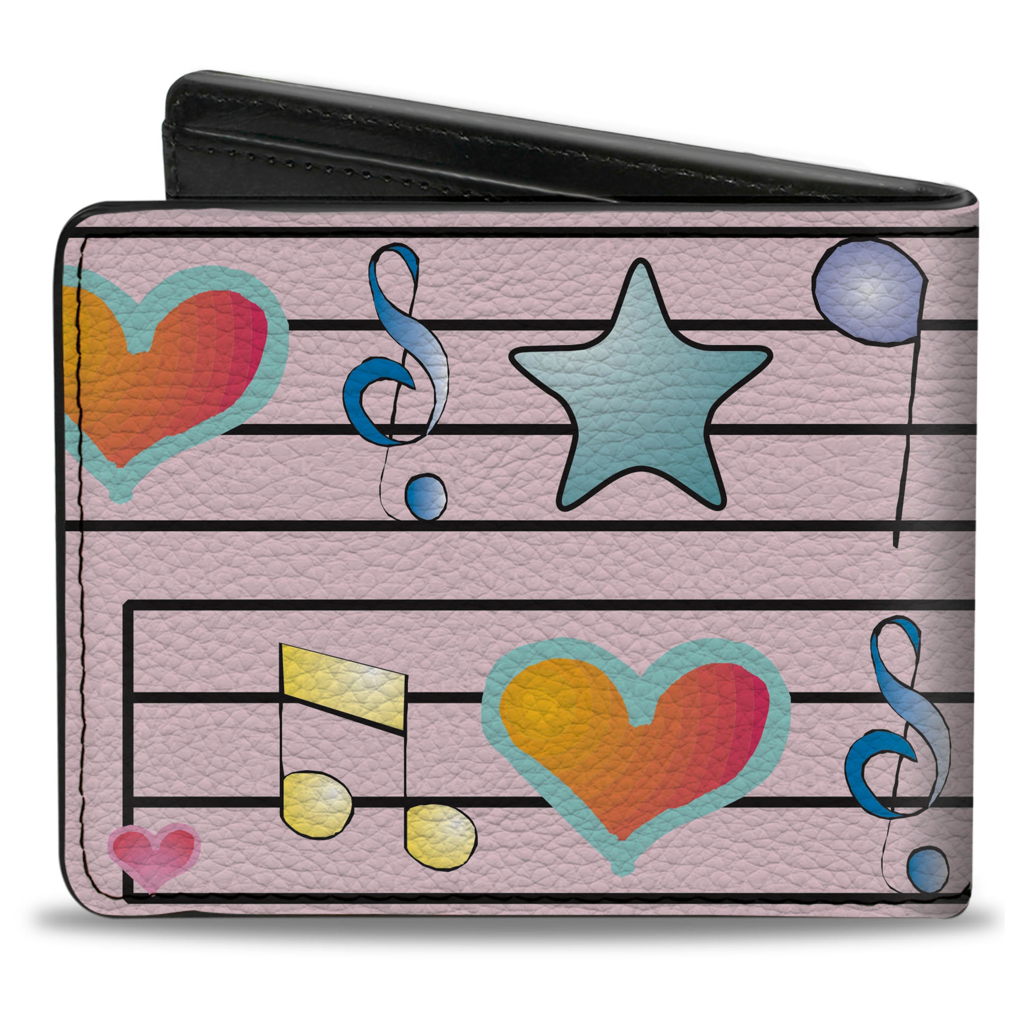 Bi-Fold Wallet - Music Notes Pink