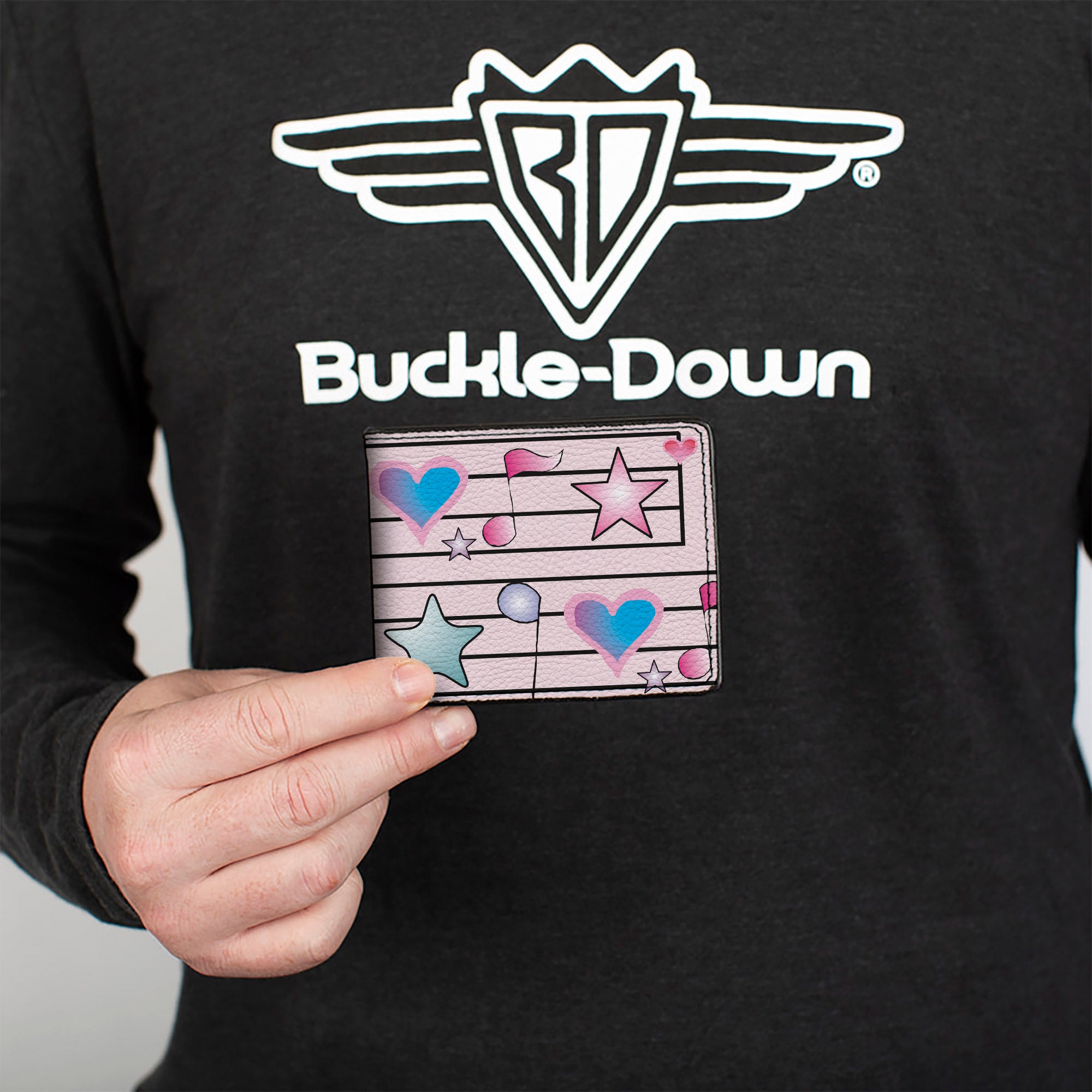 Bi-Fold Wallet - Music Notes Pink