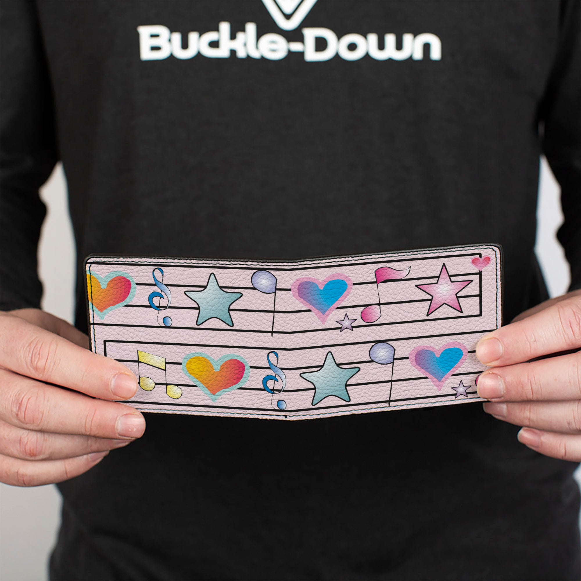 Bi-Fold Wallet - Music Notes Pink