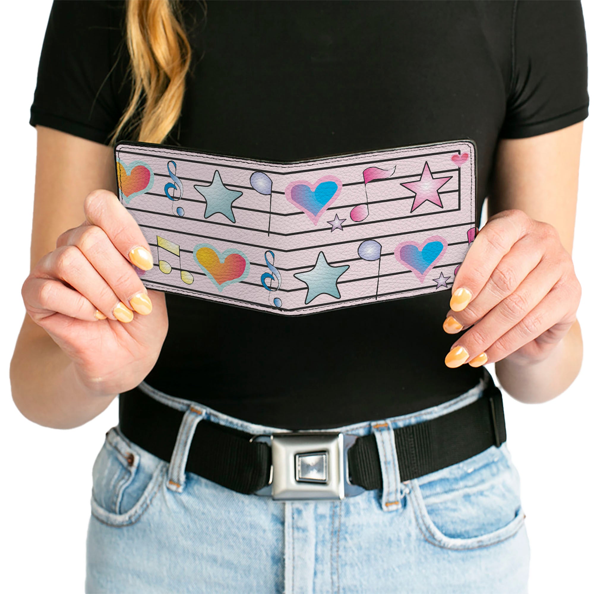 Bi-Fold Wallet - Music Notes Pink