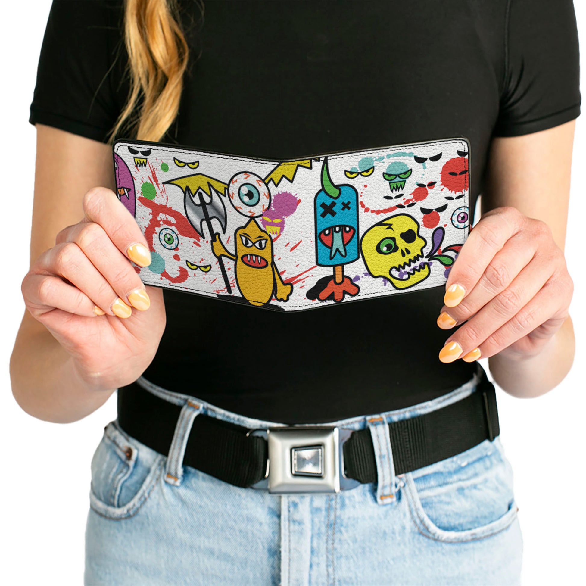 Bi-Fold Wallet - Monsters White Bi-Fold Wallets Buckle-Down