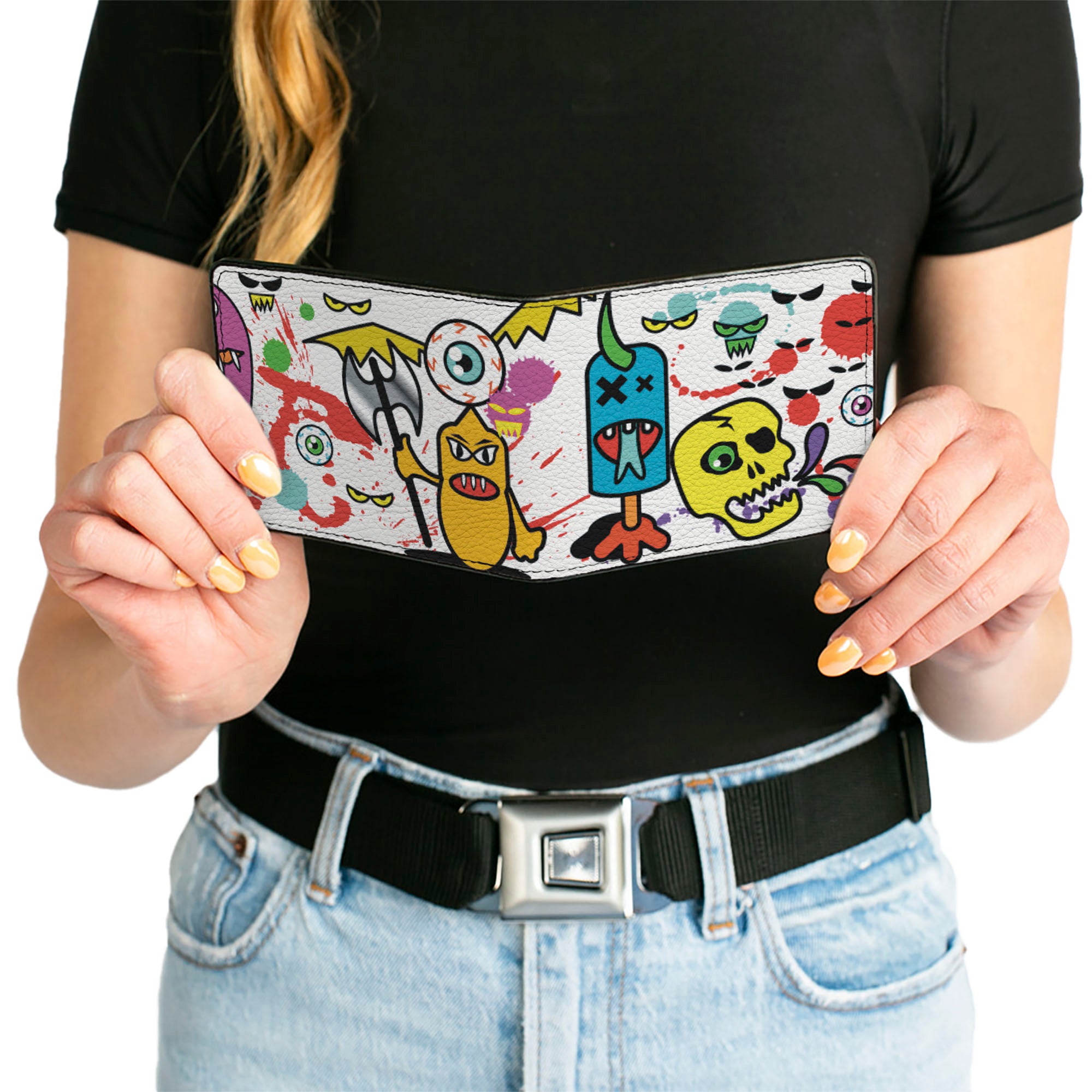 Bi-Fold Wallet - Monsters White Bi-Fold Wallets Buckle-Down