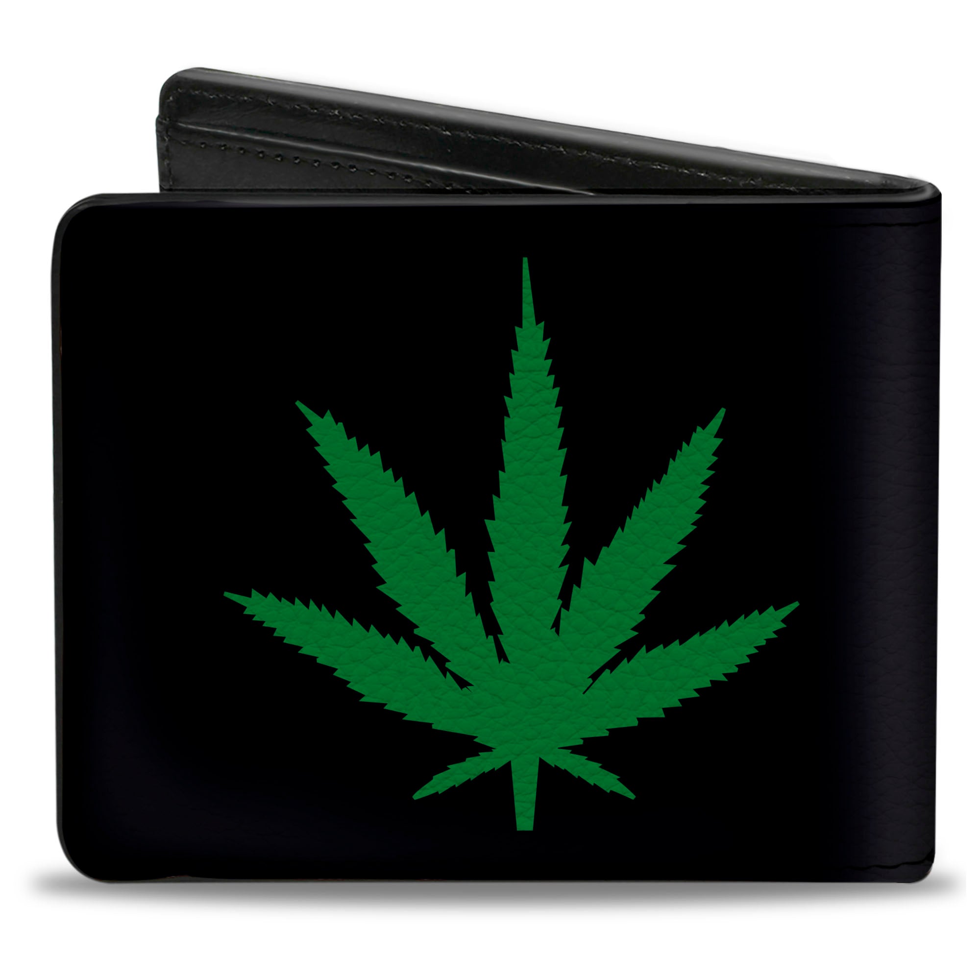 Bi-Fold Wallet - Marijuana Leaf Repeat Black Green Bi-Fold Wallets Buckle-Down
