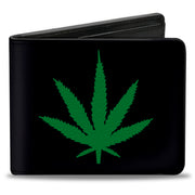 Bi-Fold Wallet - Marijuana Leaf Repeat Black Green Bi-Fold Wallets Buckle-Down