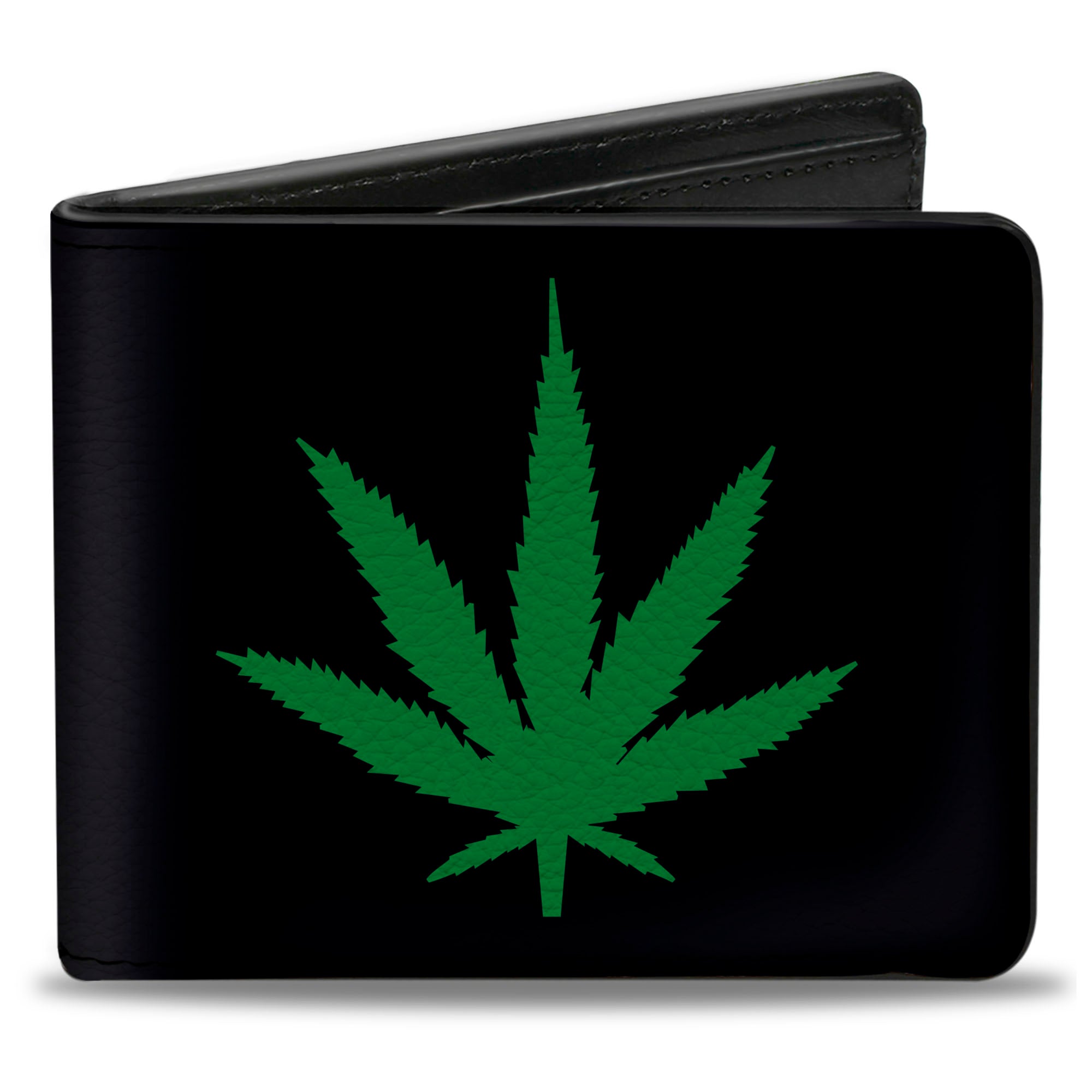 Bi-Fold Wallet - Marijuana Leaf Repeat Black Green Bi-Fold Wallets Buckle-Down