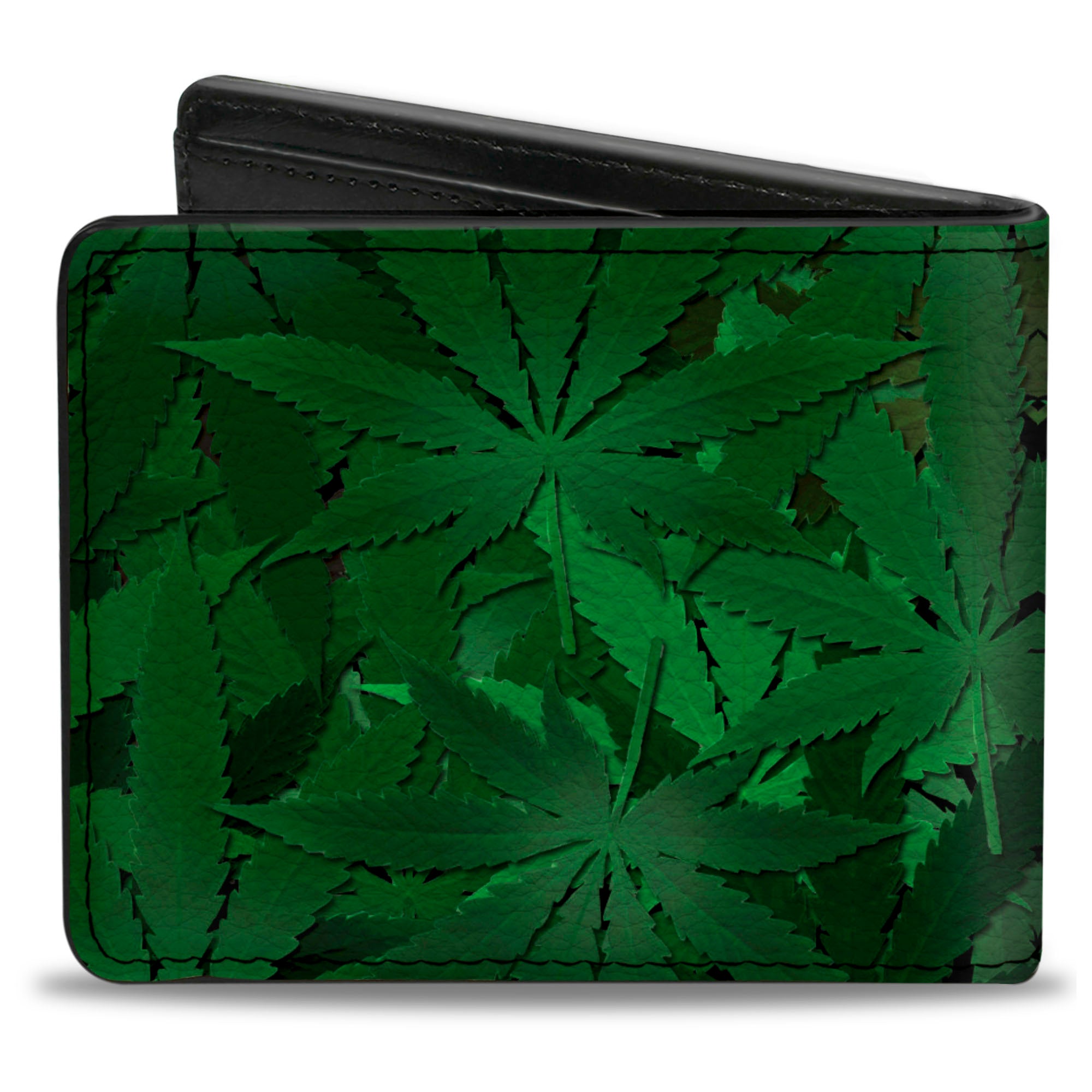 Bi-Fold Wallet - Marijuana Leaves Stacked Bi-Fold Wallets Buckle-Down