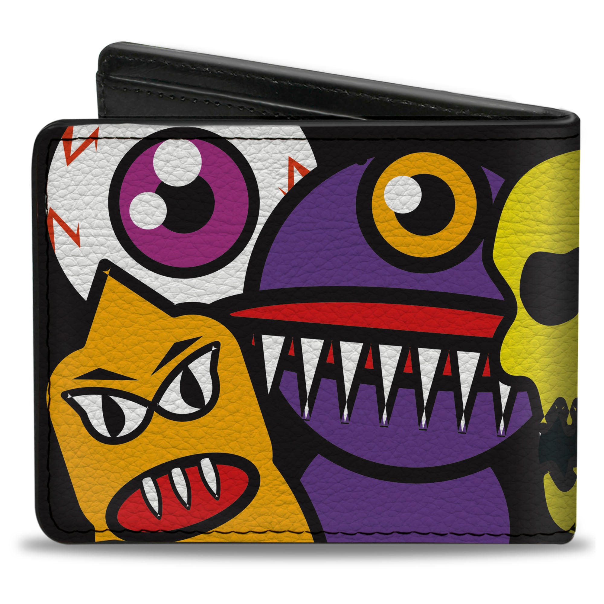 Bi-Fold Wallet - Monsters CLOSE-UP Black Bi-Fold Wallets Buckle-Down