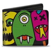 Bi-Fold Wallet - Monsters CLOSE-UP Black Bi-Fold Wallets Buckle-Down