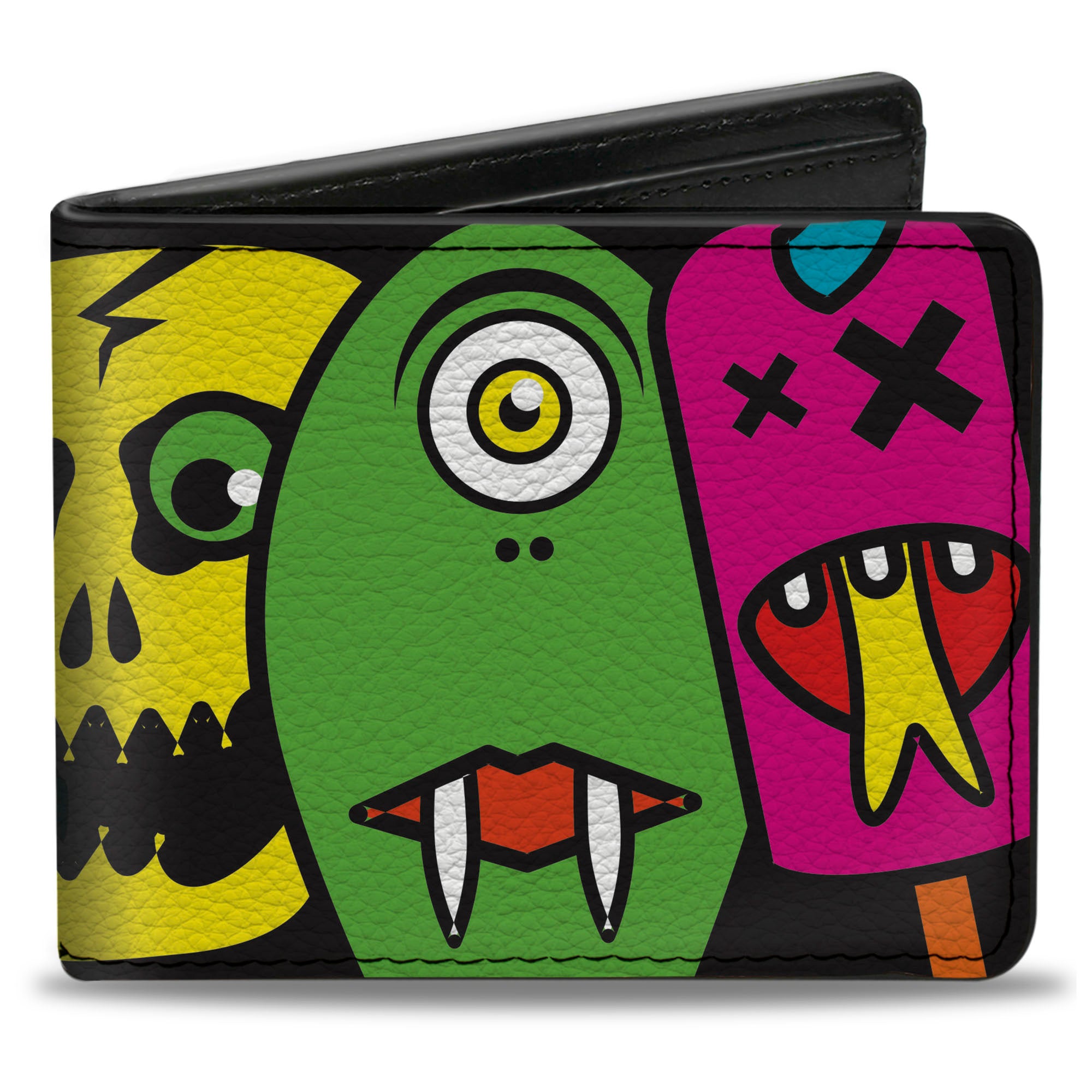Bi-Fold Wallet - Monsters CLOSE-UP Black Bi-Fold Wallets Buckle-Down