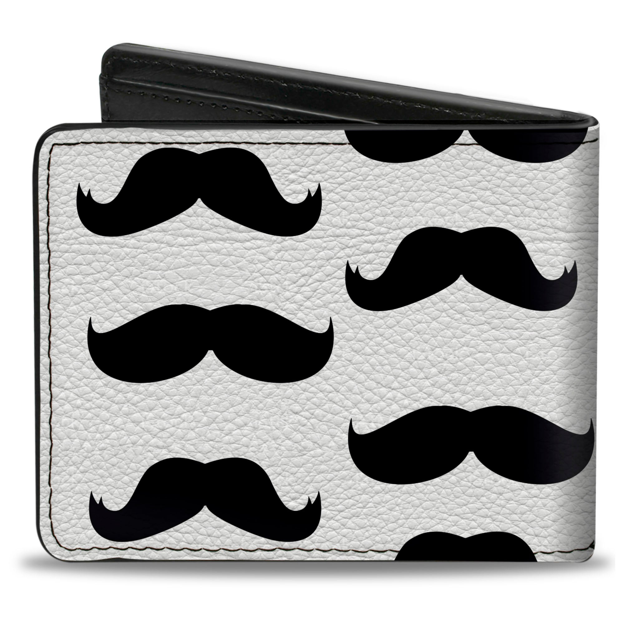 Bi-Fold Wallet - Mustaches White Black Bi-Fold Wallets Buckle-Down