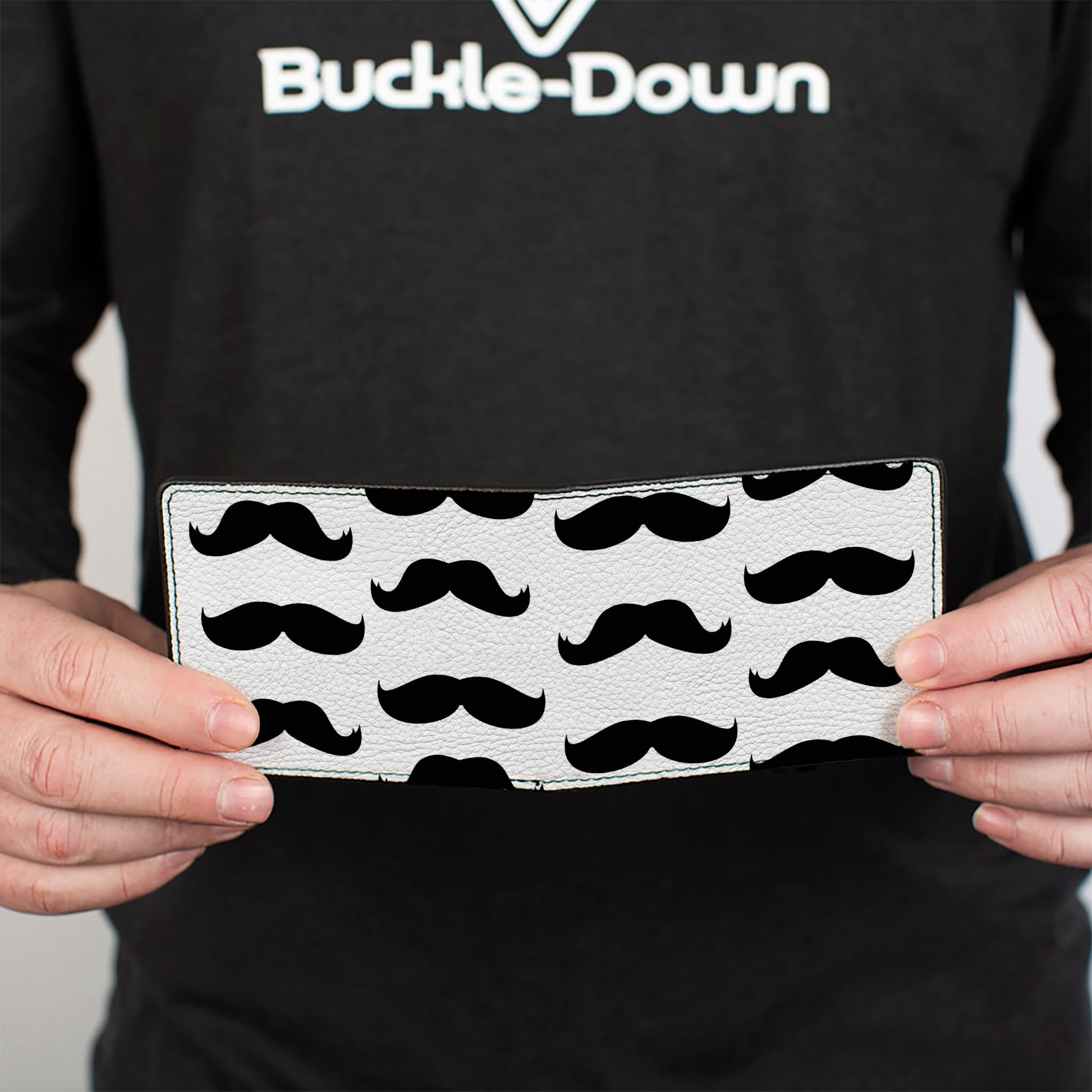 Bi-Fold Wallet - Mustaches White Black Bi-Fold Wallets Buckle-Down