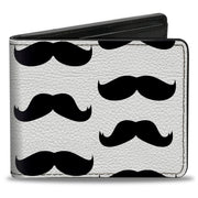 Bi-Fold Wallet - Mustaches White Black Bi-Fold Wallets Buckle-Down