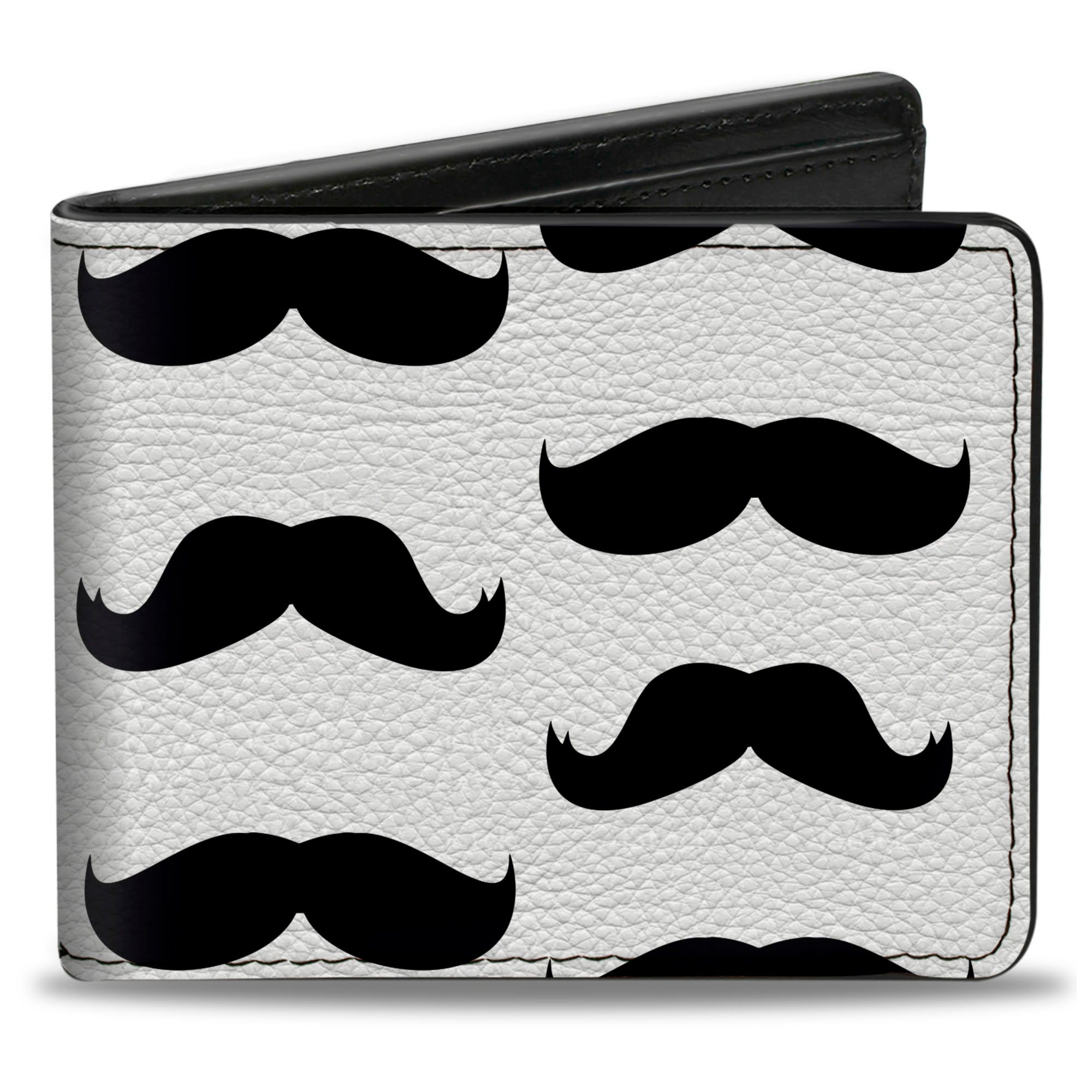 Bi-Fold Wallet - Mustaches White Black Bi-Fold Wallets Buckle-Down