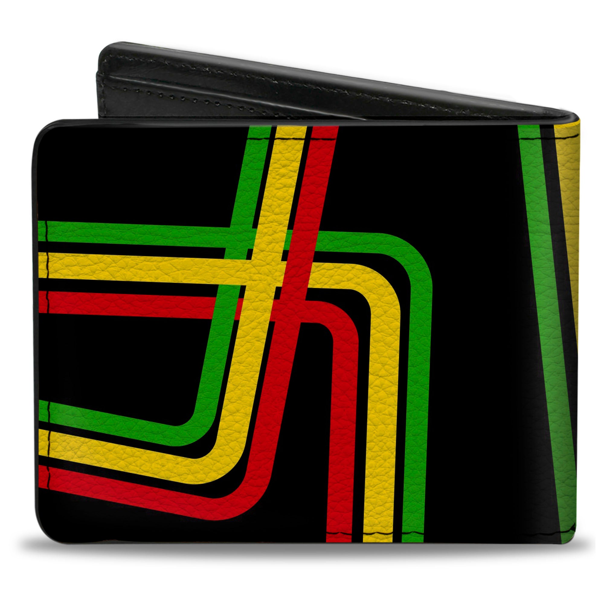 Bi-Fold Wallet - Maze Lines Black/Rasta