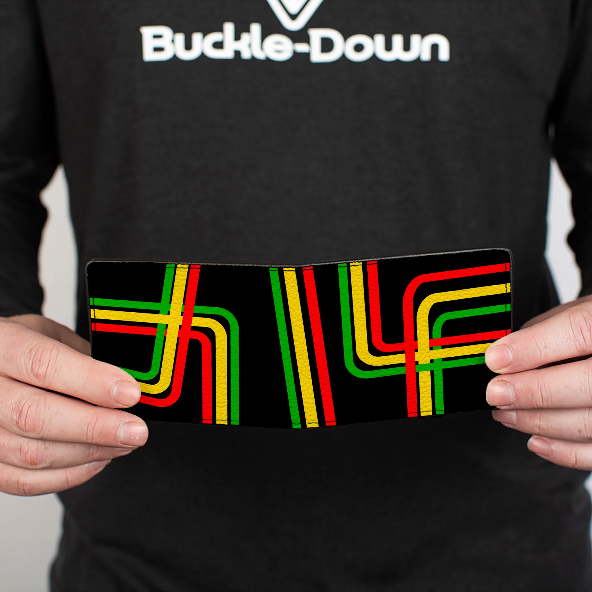 Bi-Fold Wallet - Maze Lines Black/Rasta