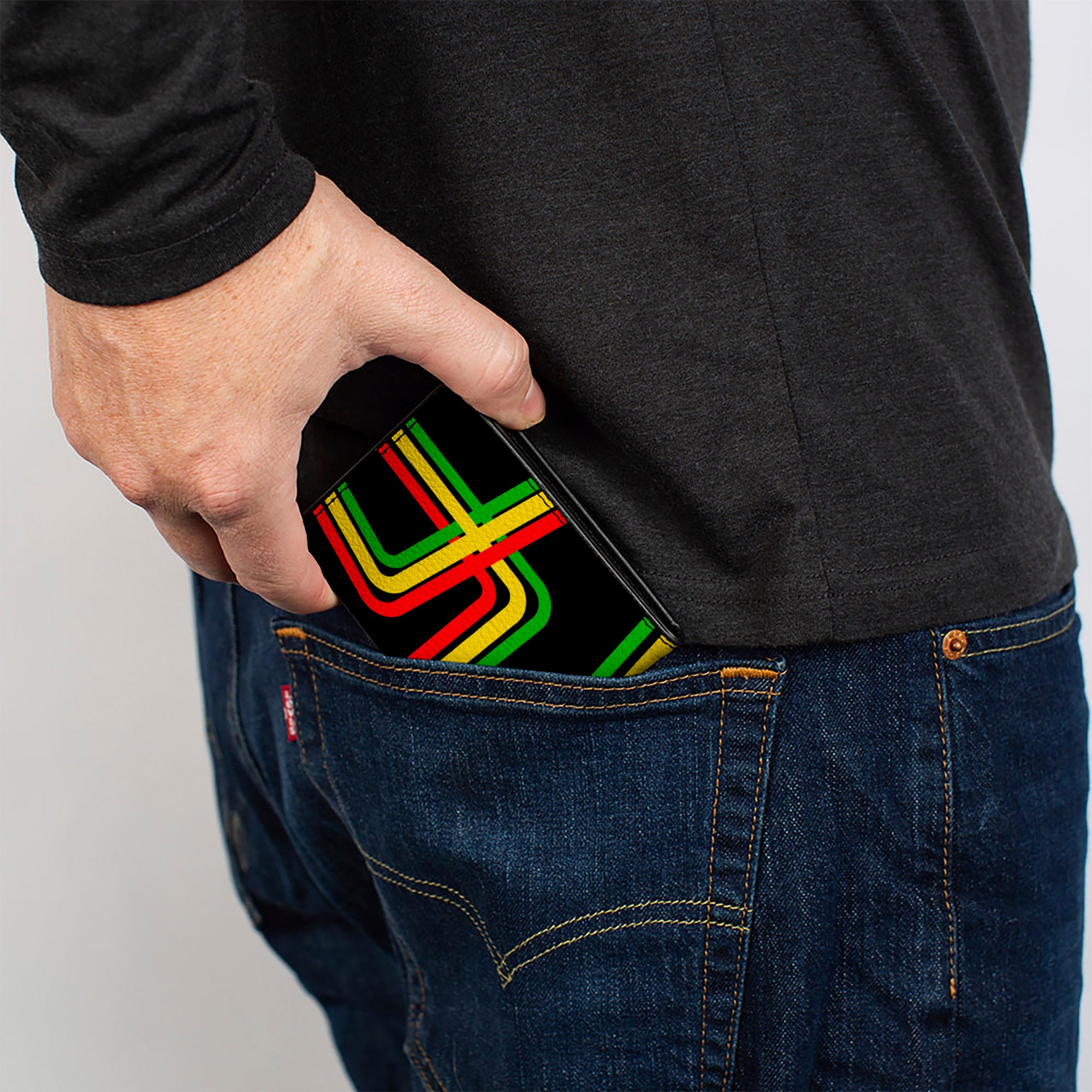 Bi-Fold Wallet - Maze Lines Black/Rasta