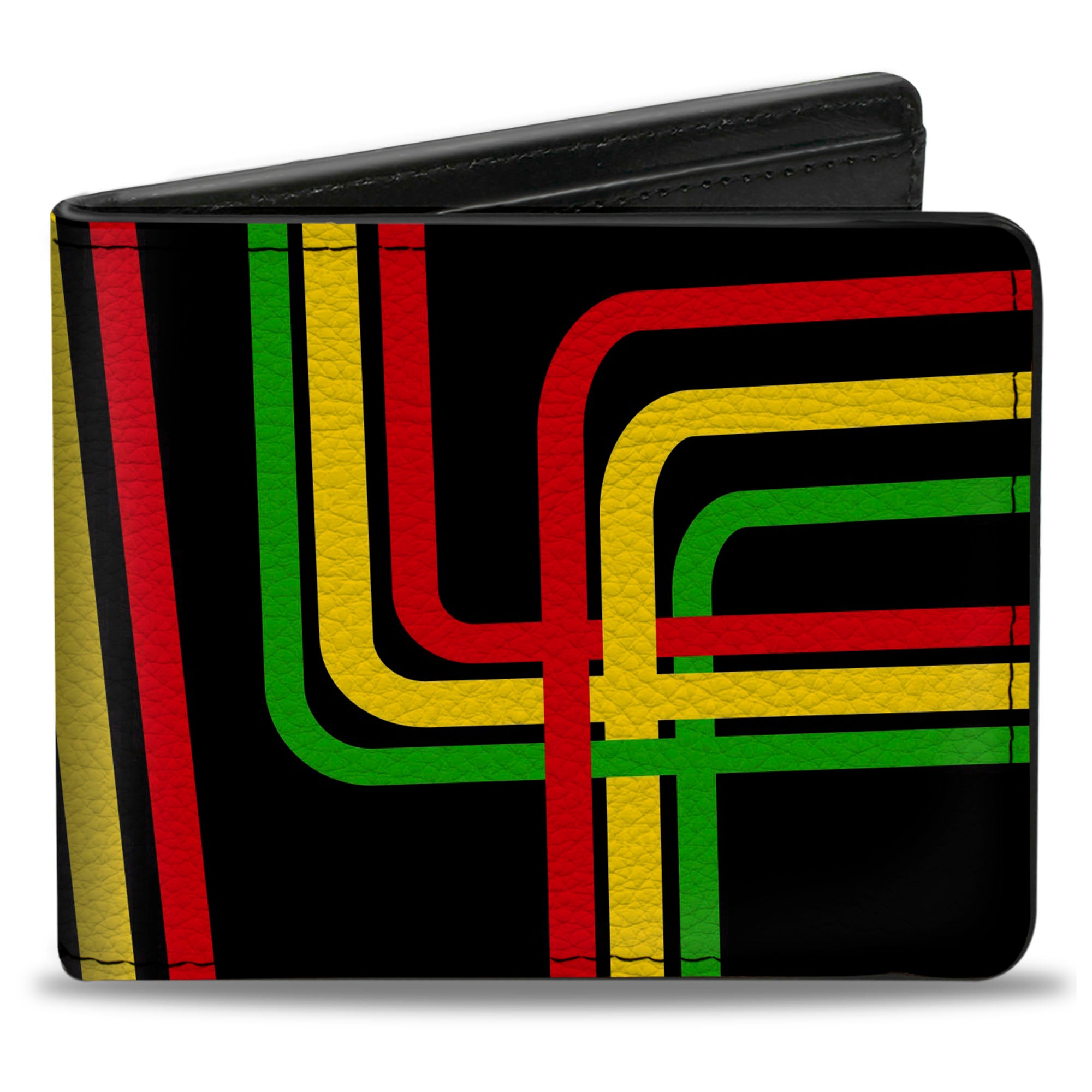 Bi-Fold Wallet - Maze Lines Black/Rasta