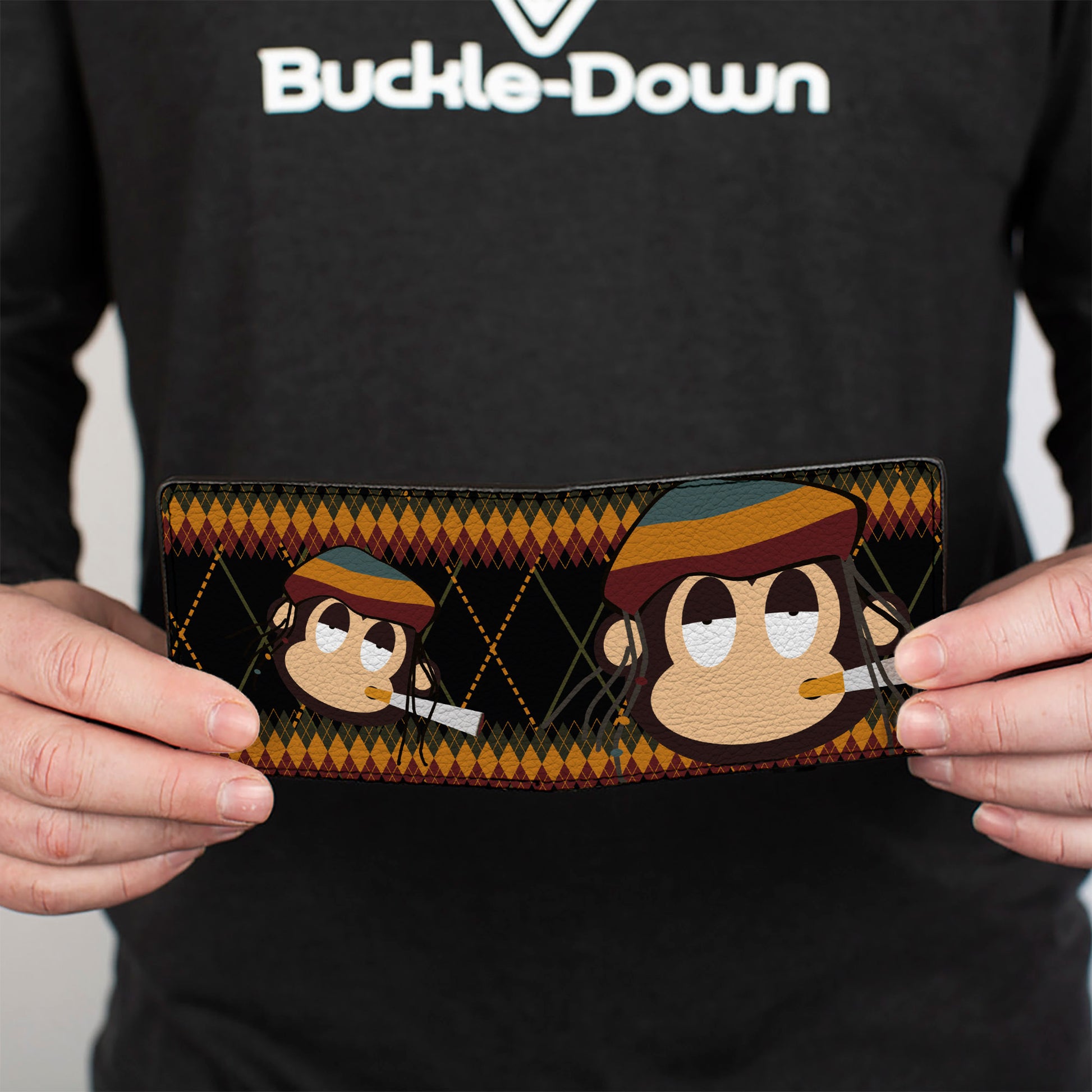 Bi-Fold Wallet - Multi Smoking Monkey Argyle Brown Bi-Fold Wallets Buckle-Down