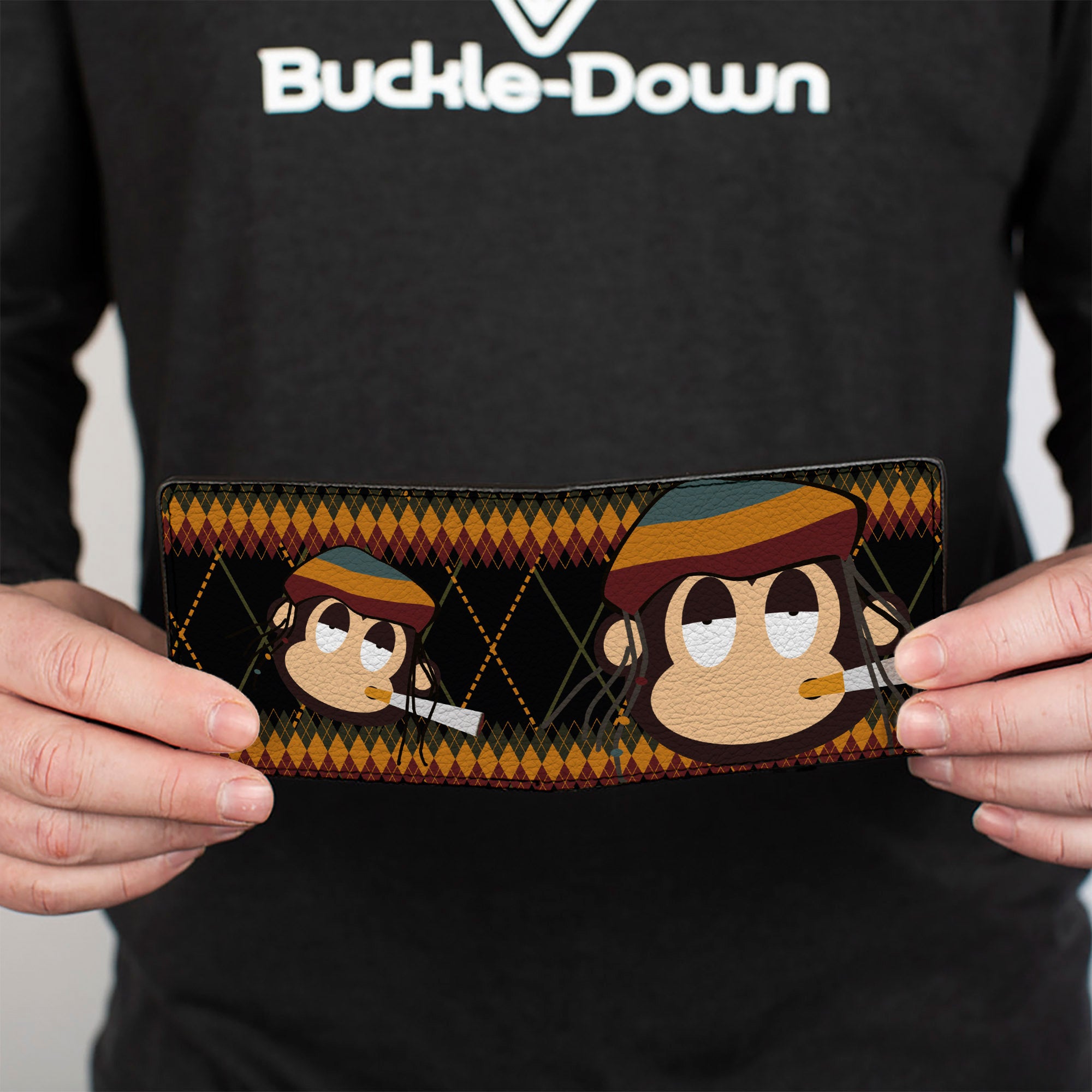 Bi-Fold Wallet - Multi Smoking Monkey Argyle Brown Bi-Fold Wallets Buckle-Down