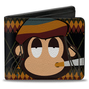 Bi-Fold Wallet - Multi Smoking Monkey Argyle Brown Bi-Fold Wallets Buckle-Down